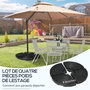 Voir la diapositive 4 : OUTSUNNY Pied de parasol lot de 4 dalles pour parasol à lester dim. tot. 100L x 100l x 8H cm HDPE aspect rotin noir