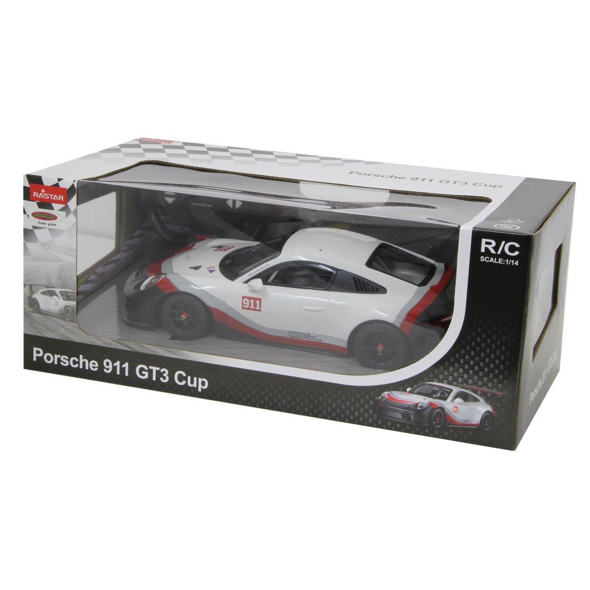 Voir la diapositive 3 : Jamara Voiture télécommandée Porsche 911 GT3 Cup 1:14 blanc 2,4GHz