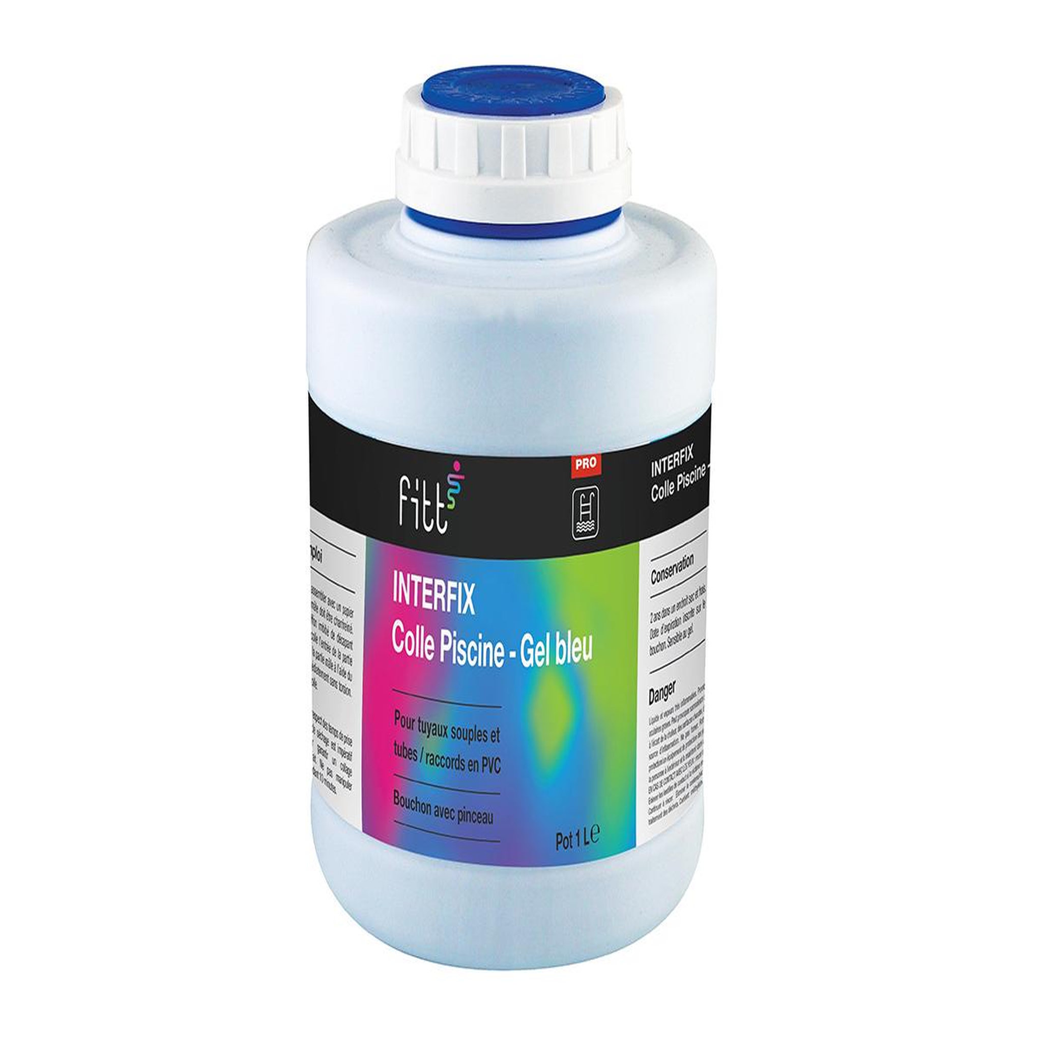 JARDIDECO Colle piscine gel bleu Interfix pour tuyaux souples 1 L - Fitt