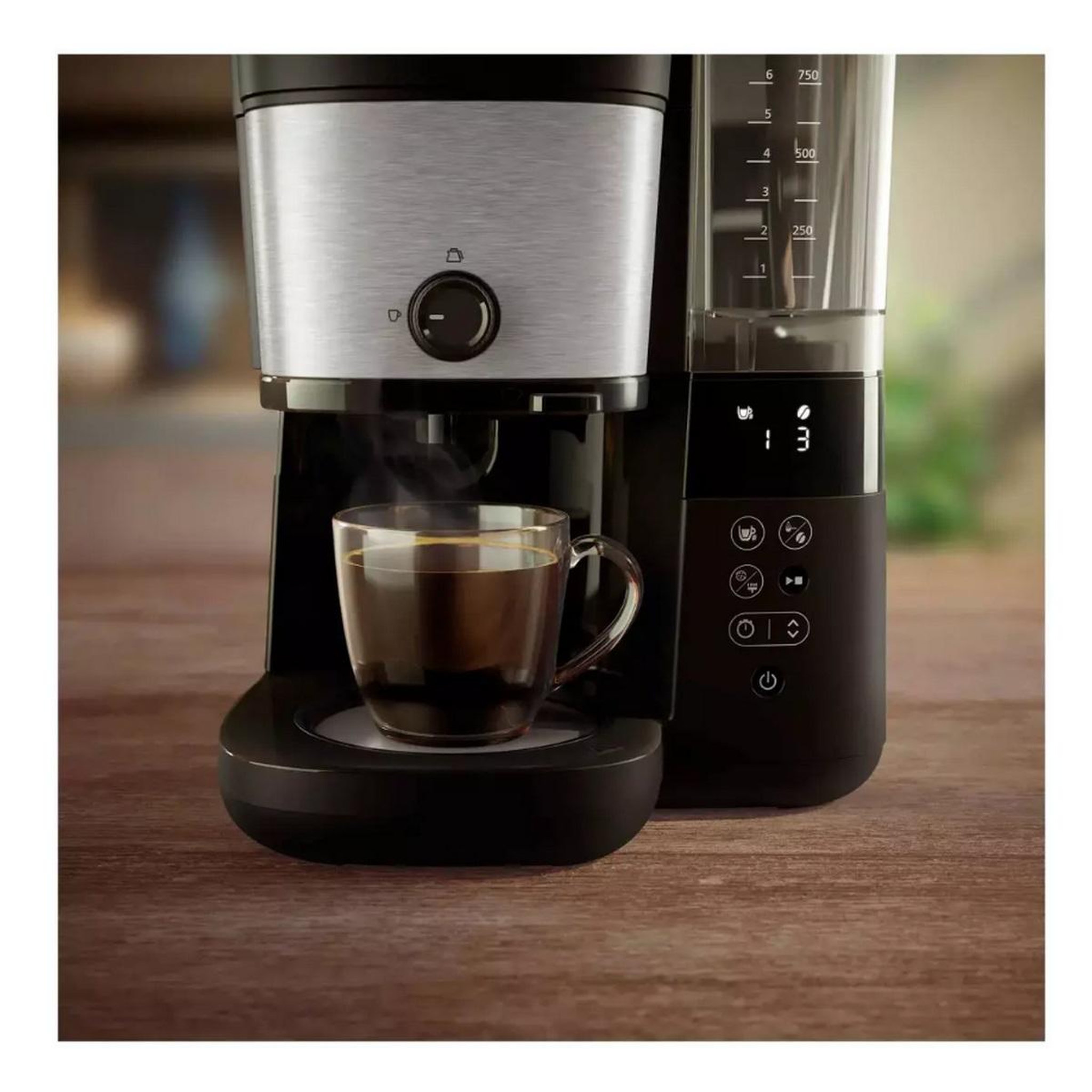 Voir la diapositive 4 : Philips Cafetière filtre avec broyeur intégré 10 tasses 1000w noir - hd7900/01