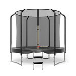JUMP4FUN Trampoline Semi-Pro 8FT / 244cm Noir avec Filet de sécurité, Tapis de saut, Coussin de protection, Echelle