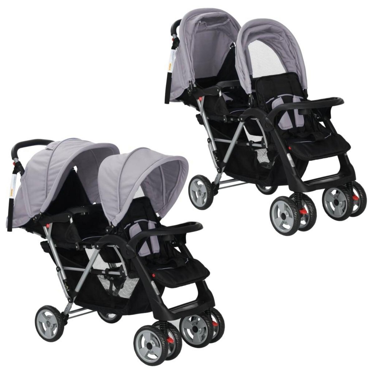 VIDAXL Poussette pour bebe 2-en-1 Gris clair Acier pas cher