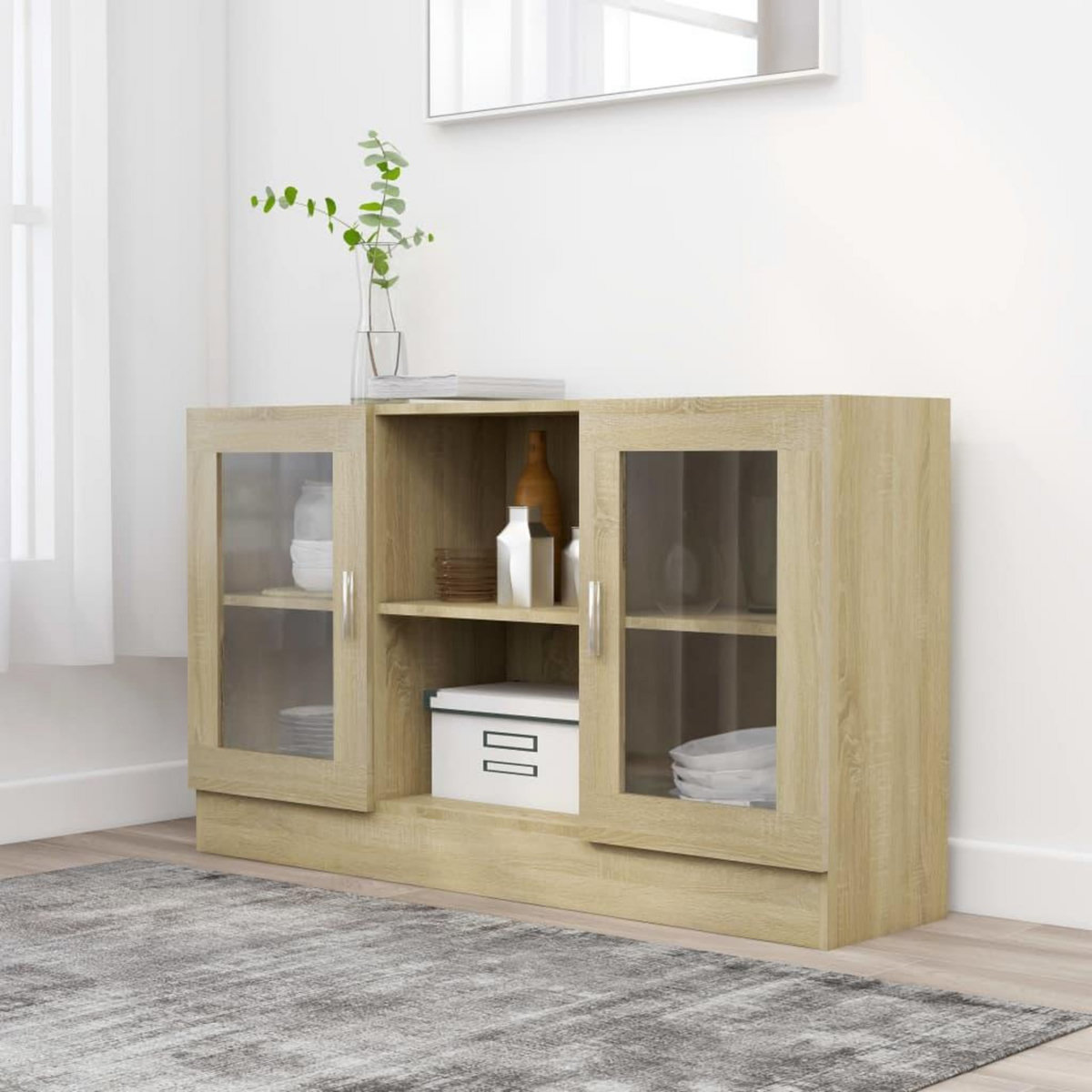 VIDAXL Armoire a vitrine Chene sonoma 120x30,5x70 cm Bois d'ingenierie