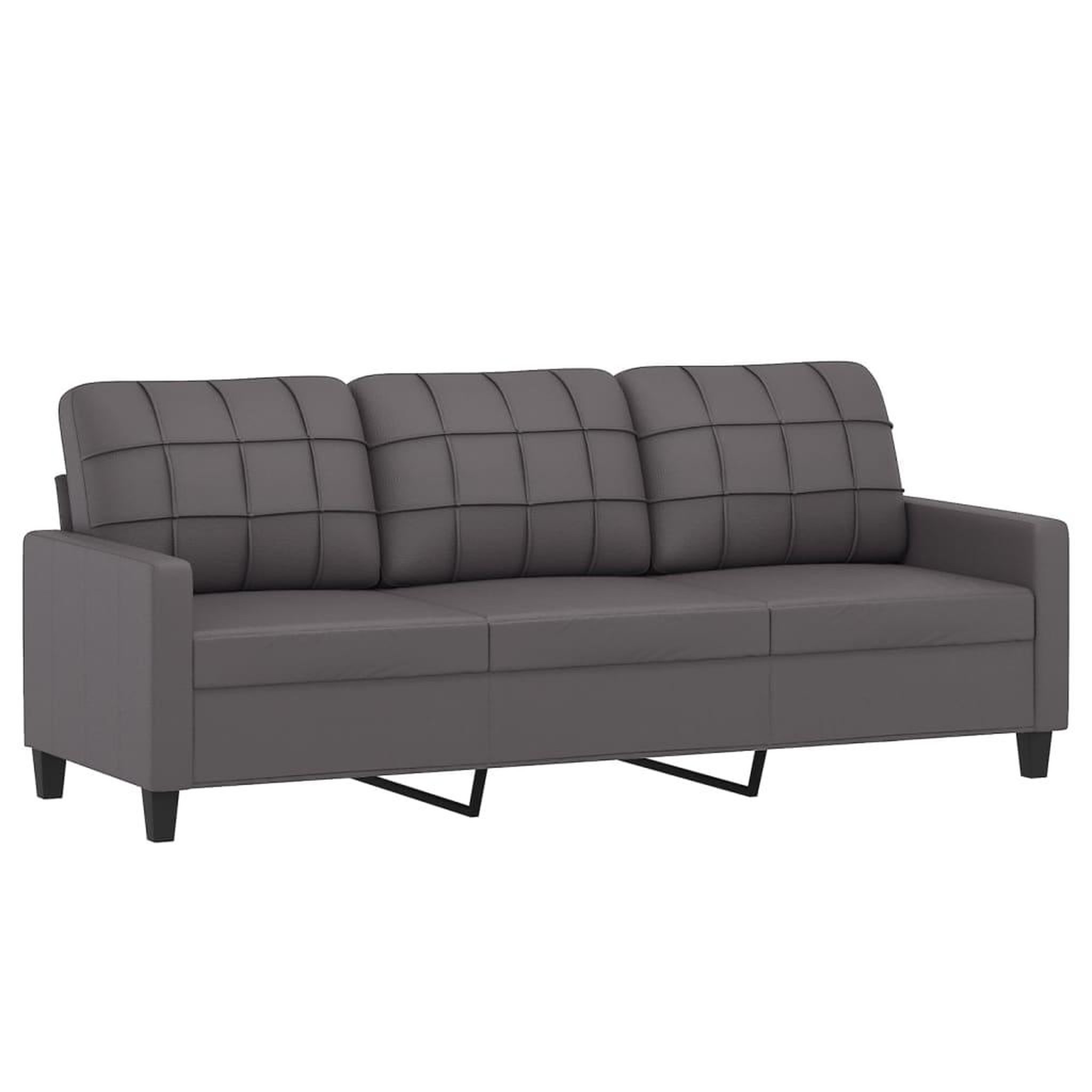 Voir la diapositive 4 : VIDAXL Canape a 3 places avec repose-pieds Gris 180 cm Similicuir