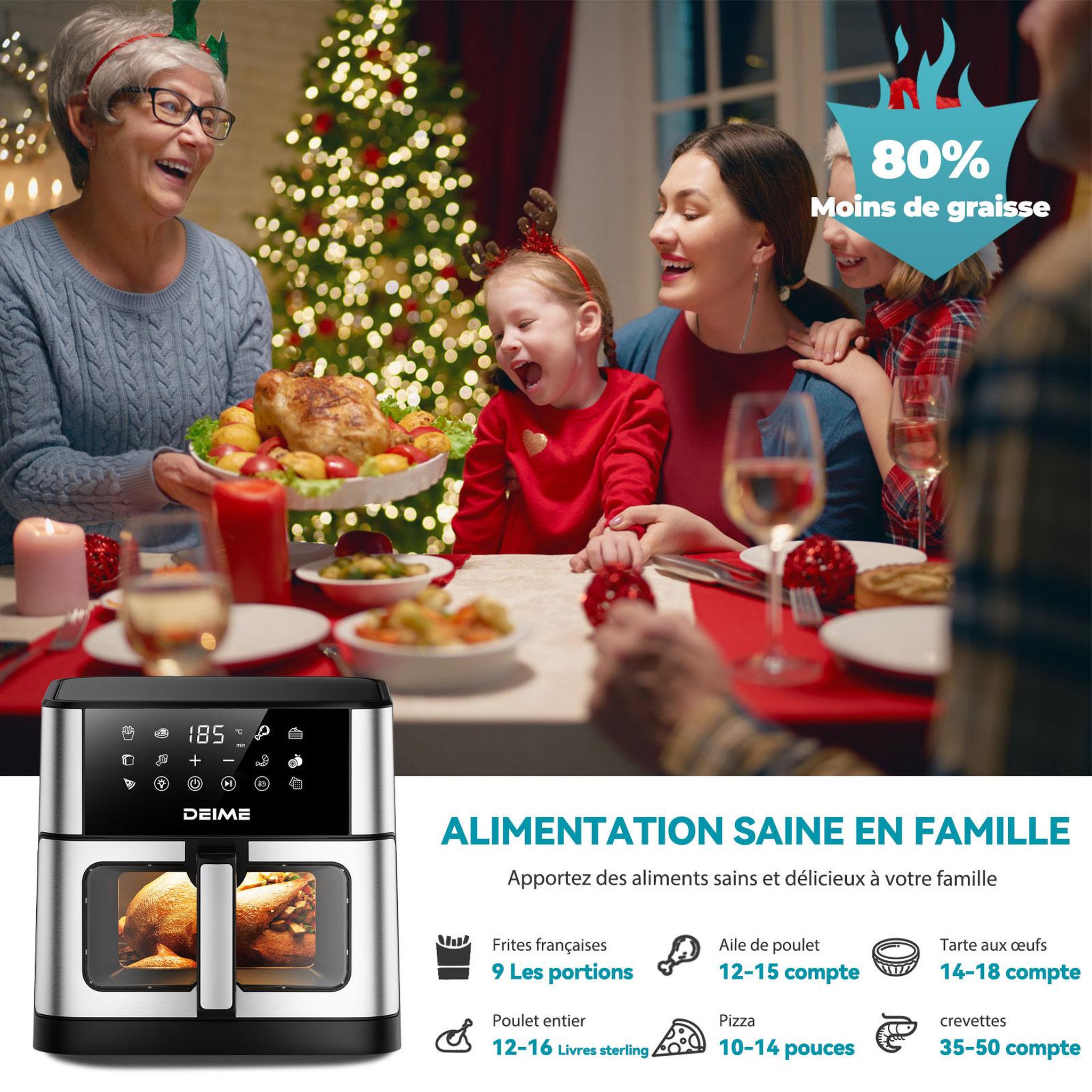Voir la diapositive 6 : DEIME DEIME - 10 l 1800 w 10 programmes avec fenêtre de cuisson – inox