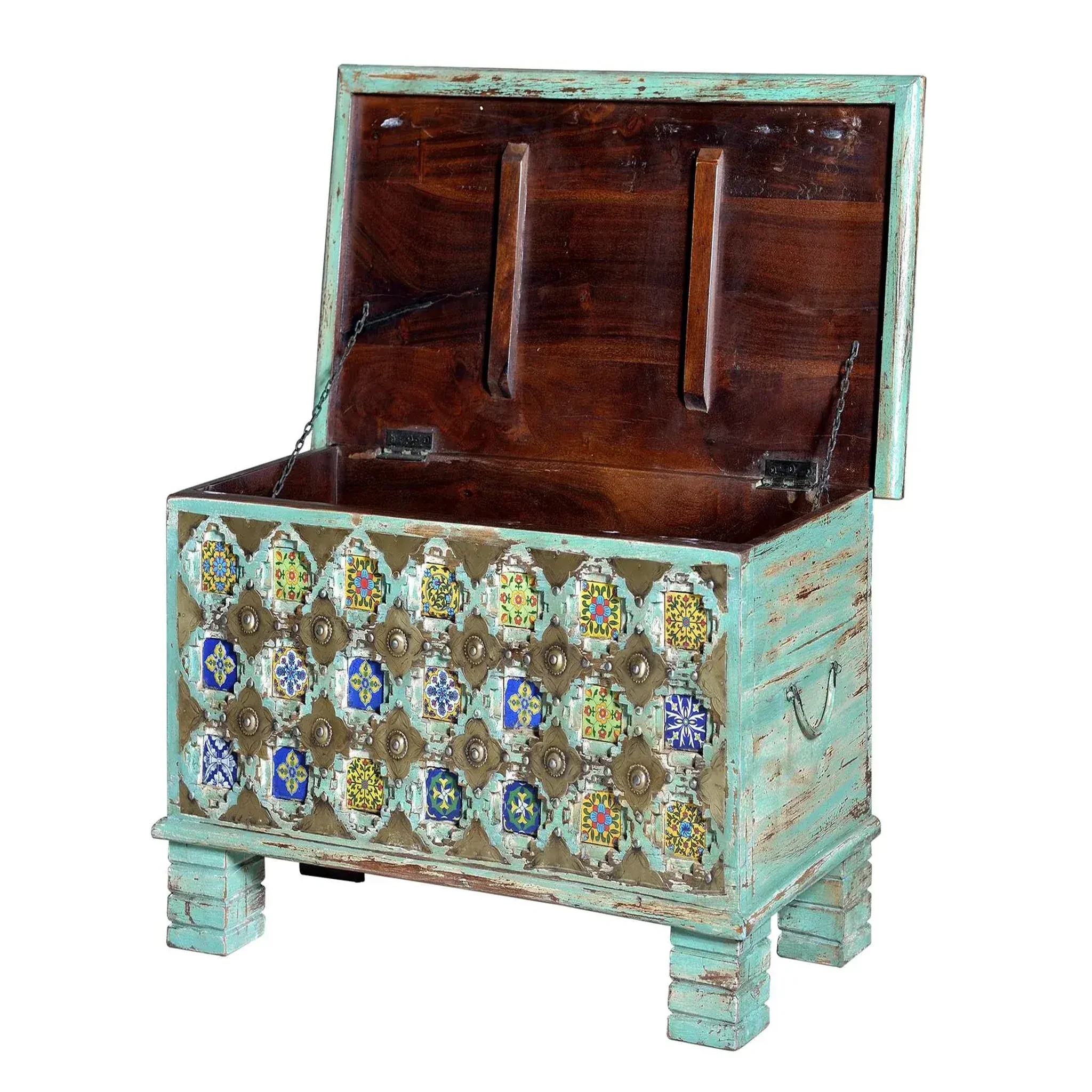 Voir la diapositive 2 : GINER Y COLOMER SL Coffre en bois de manguier massif 80 cm style rustique ethnique