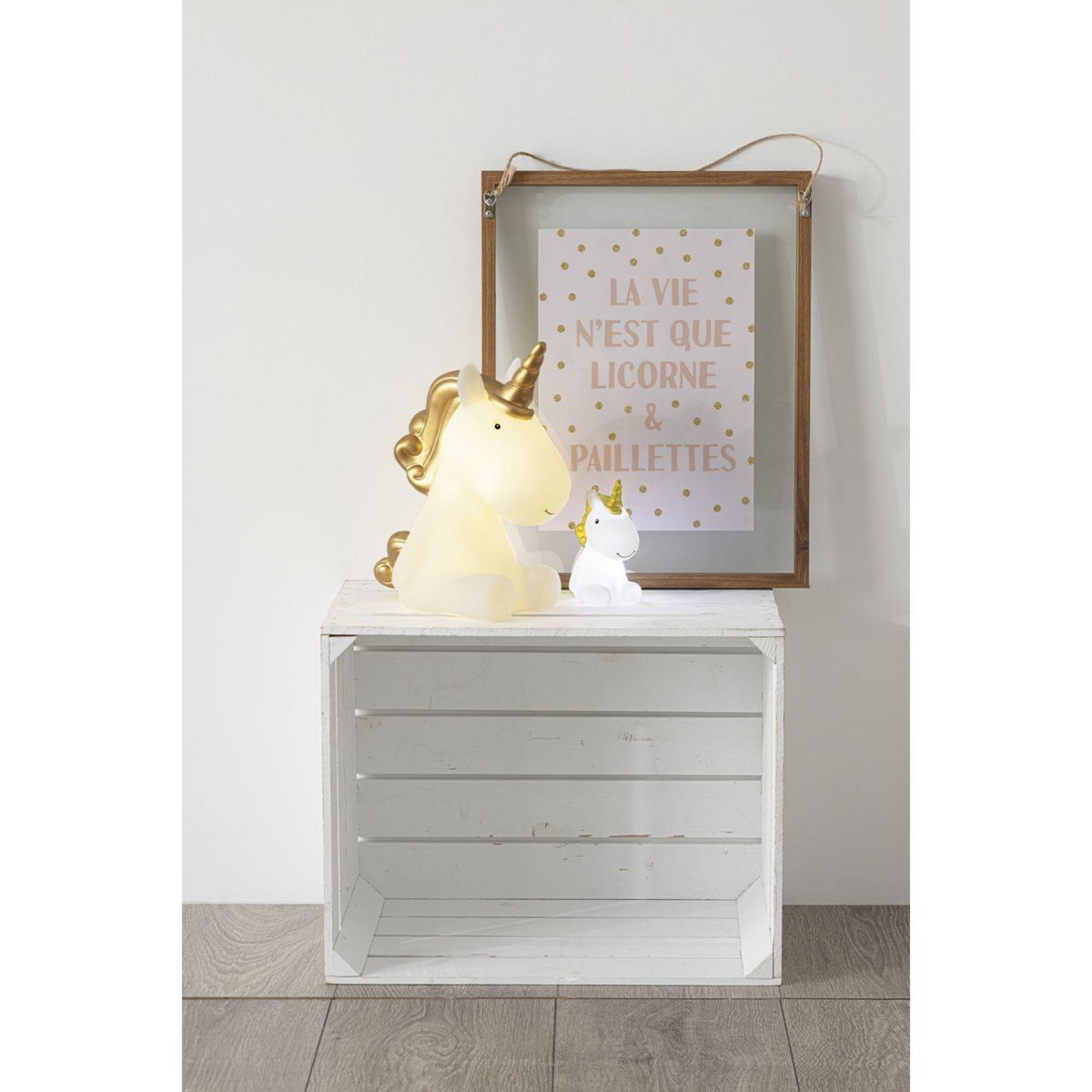 ATMOSPHERA Veilleuse XL Licorne - Blanc et Doré