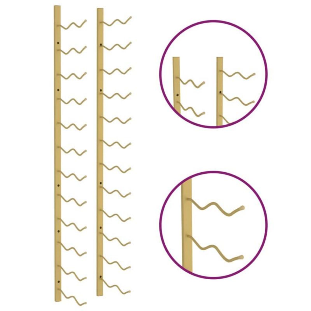 VIDAXL Casier à vin mural pour 24 bouteilles Doré Fer