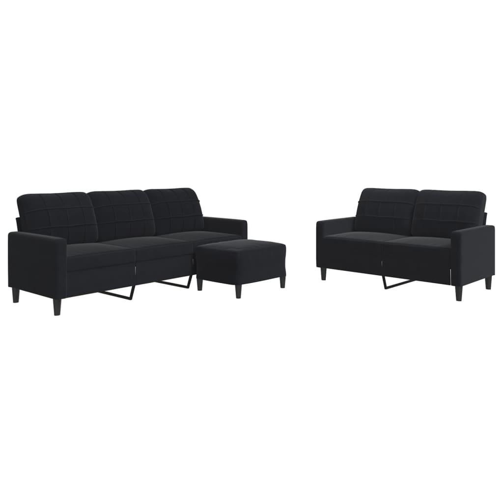 Voir la diapositive 2 : VIDAXL Ensemble de canapes 3 pcs avec coussins Noir Velours