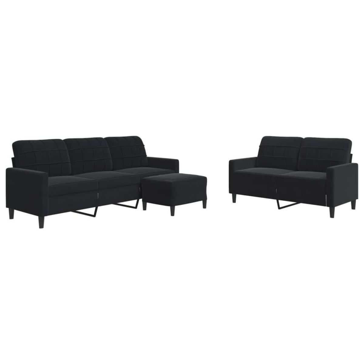 VIDAXL Ensemble de canapes 3 pcs avec coussins Noir Velours
