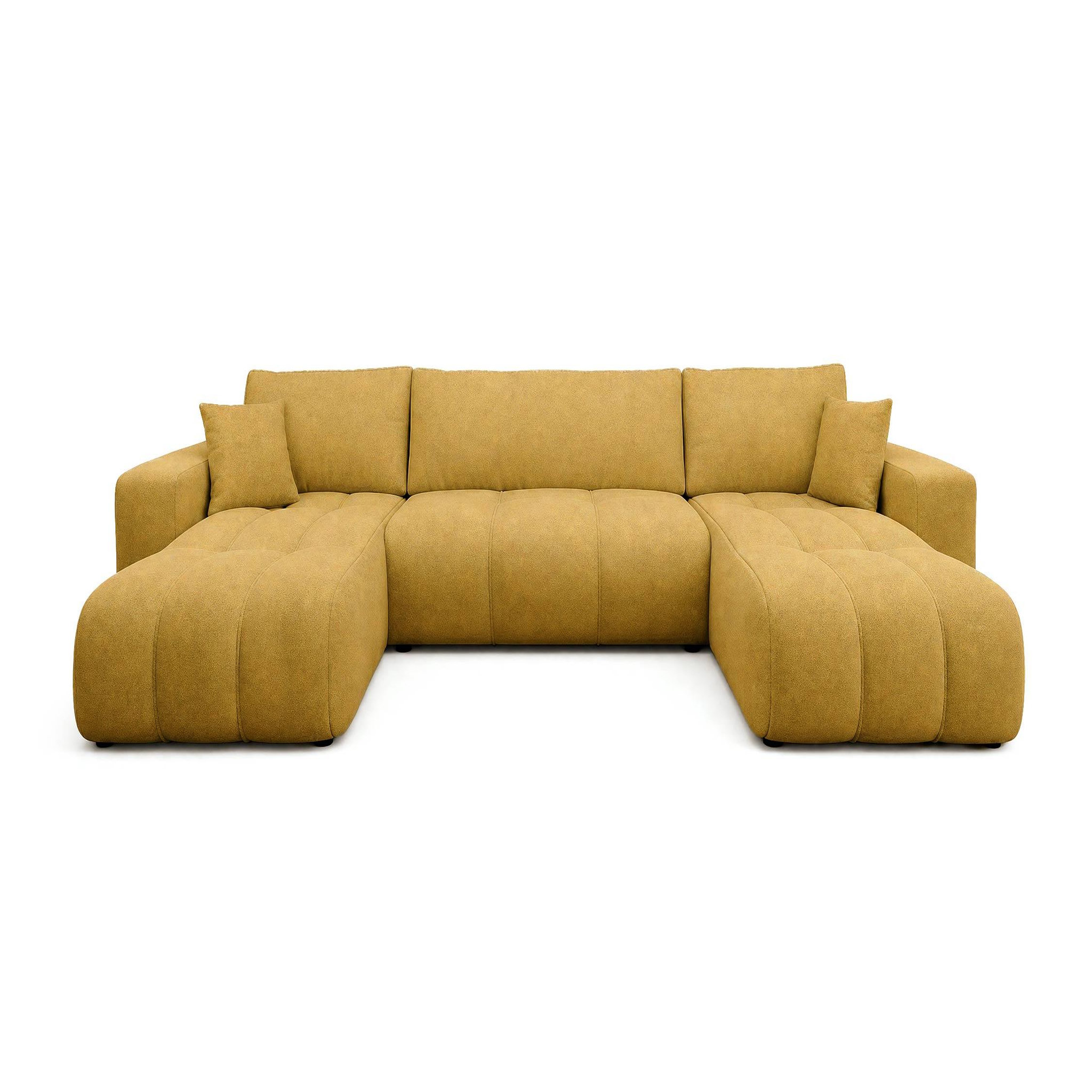 Voir la diapositive 1 : BEST MOBILIER Nicole - canapé panoramique en u 7 places convertible avec coffre en tissu