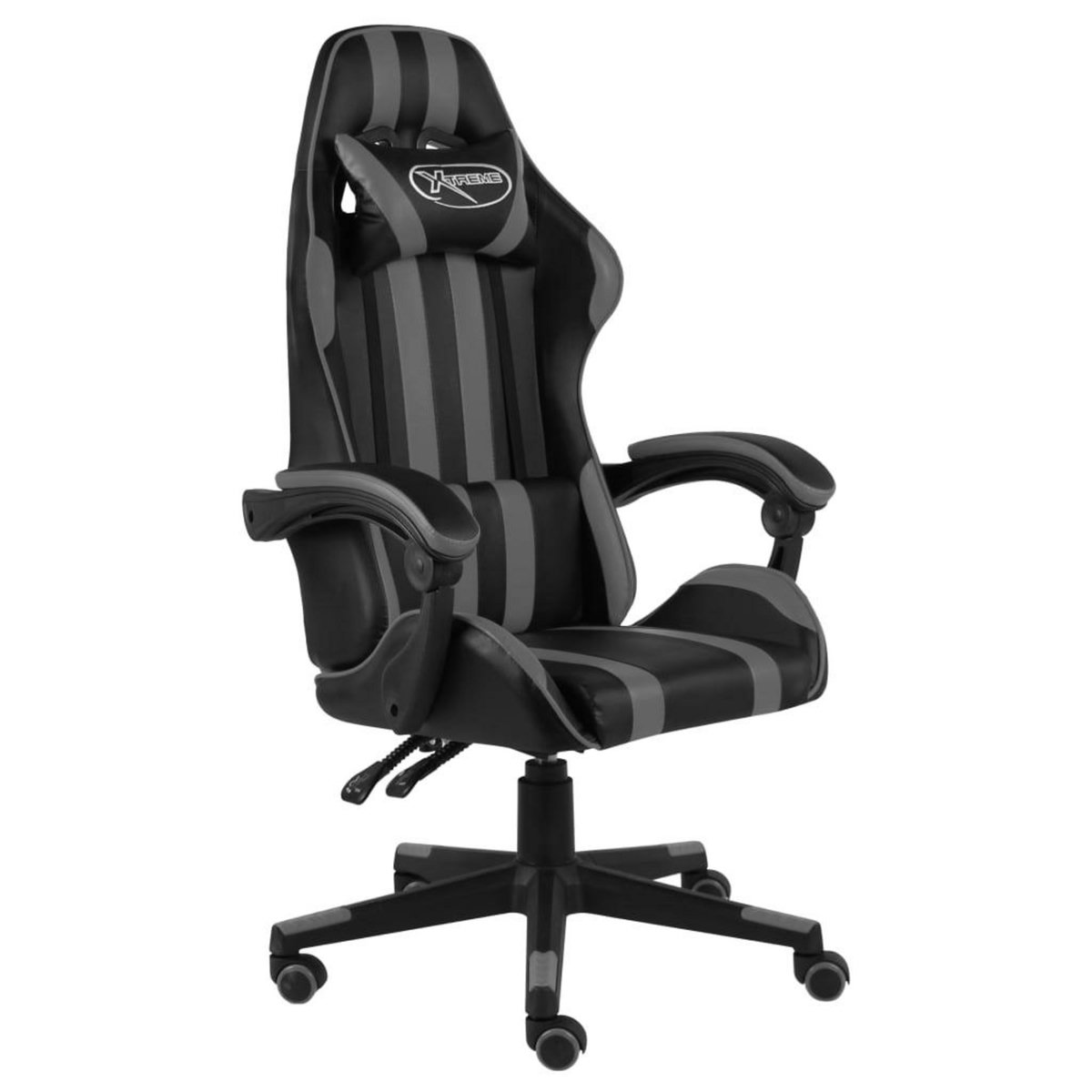 VIDAXL Fauteuil de jeux video Noir et gris Similicuir