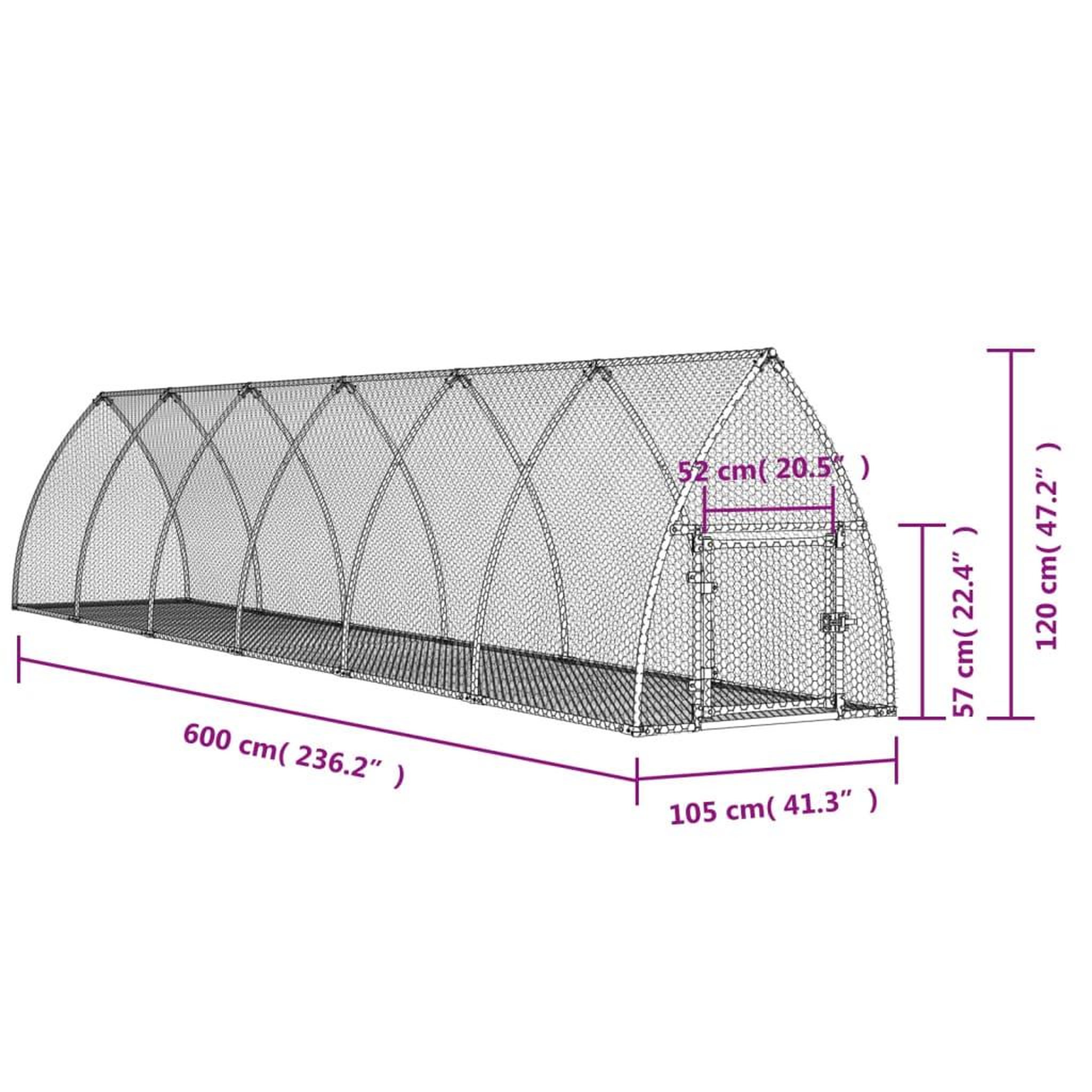 Voir la diapositive 6 : VIDAXL Clapier argente 600x105x120 cm acier galvanise