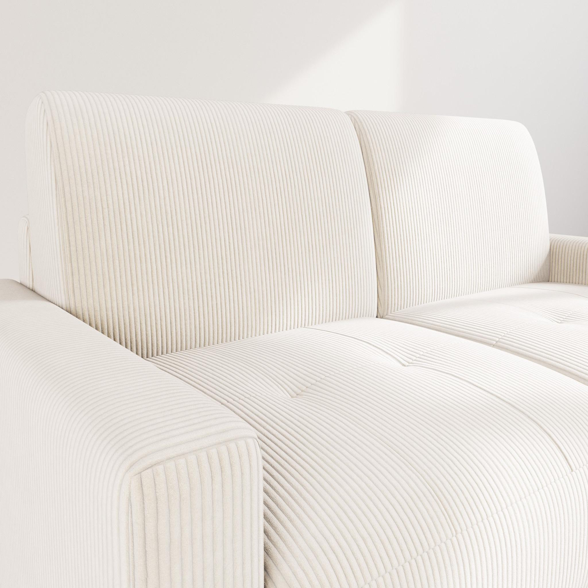 Voir la diapositive 6 : BEST MOBILIER Tristan - canapé lit 3 places convertible express couchage quotidien 140 cm matelas 14 cm en velours côtelé