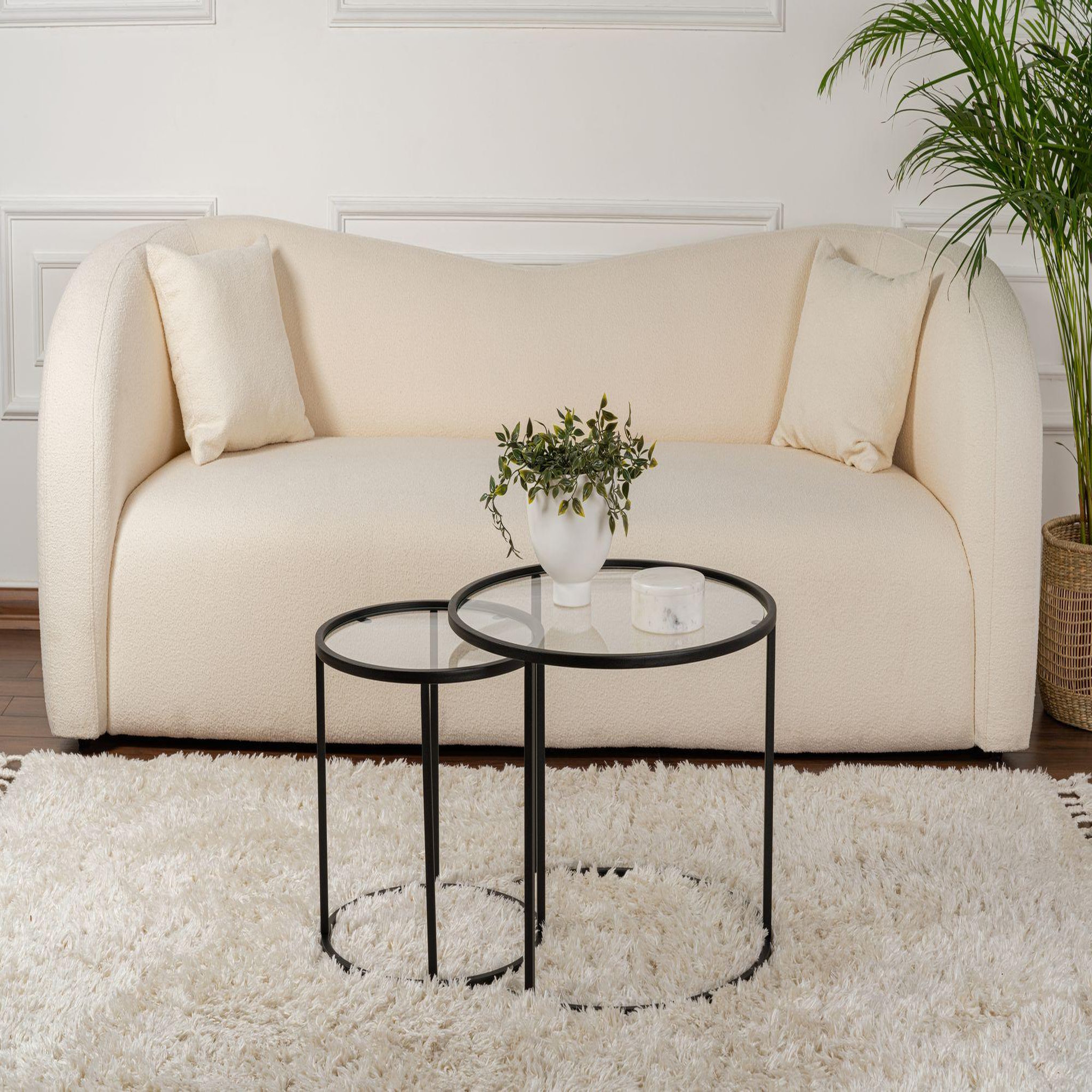 Voir la diapositive 3 : Habitat et Jardin Lot de 2 tables basses en métal  aurum  - 60 x 60 x 43 cm - noir transparent