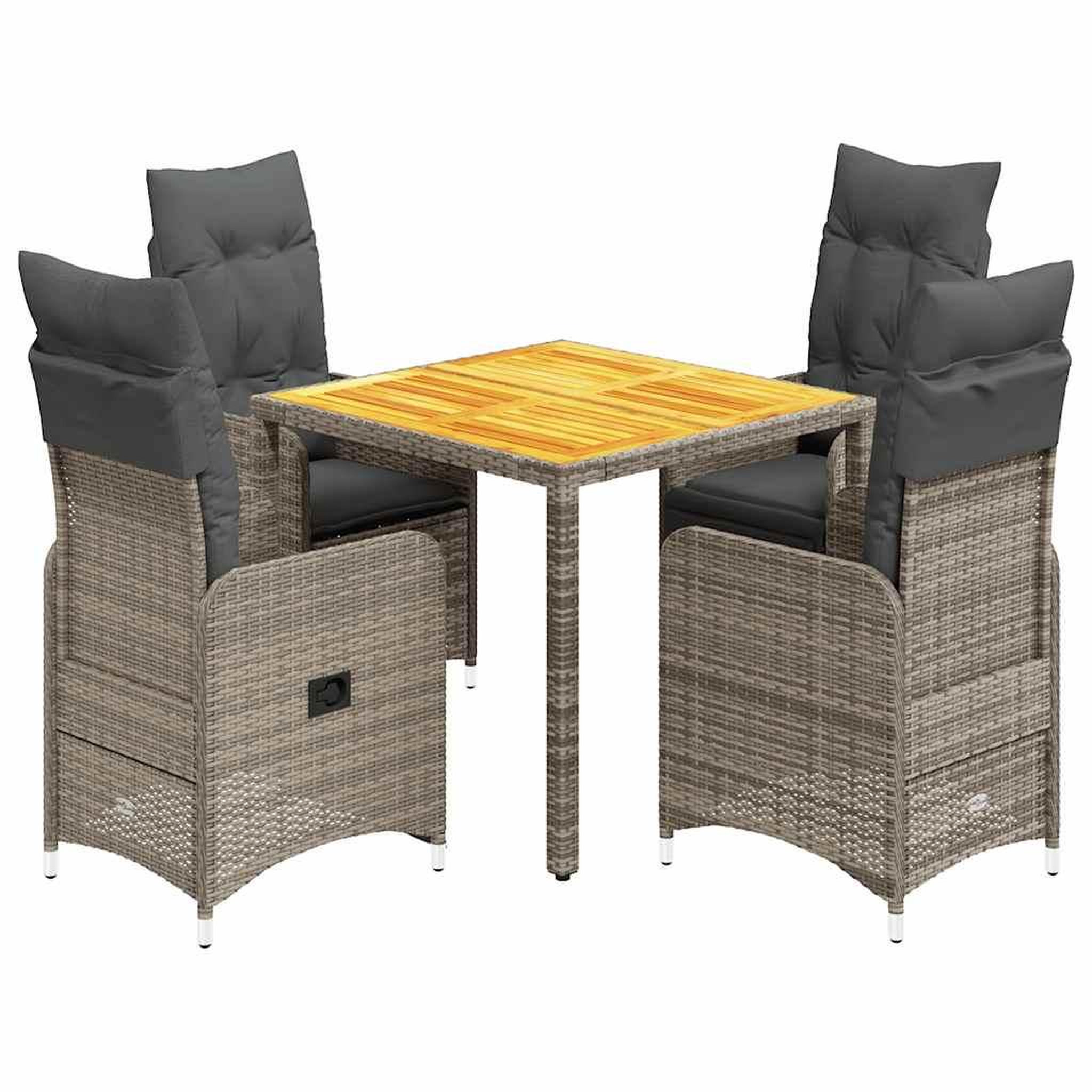 Voir la diapositive 2 : VIDAXL Ensemble de bistro de jardin 5 pcs coussins gris poly rotin
