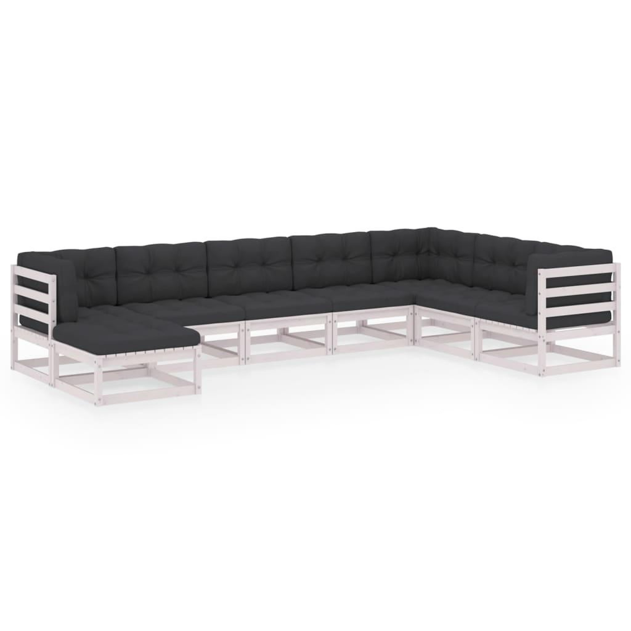 Voir la diapositive 2 : VIDAXL Salon de jardin 8 pcs avec coussins Bois de pin massif