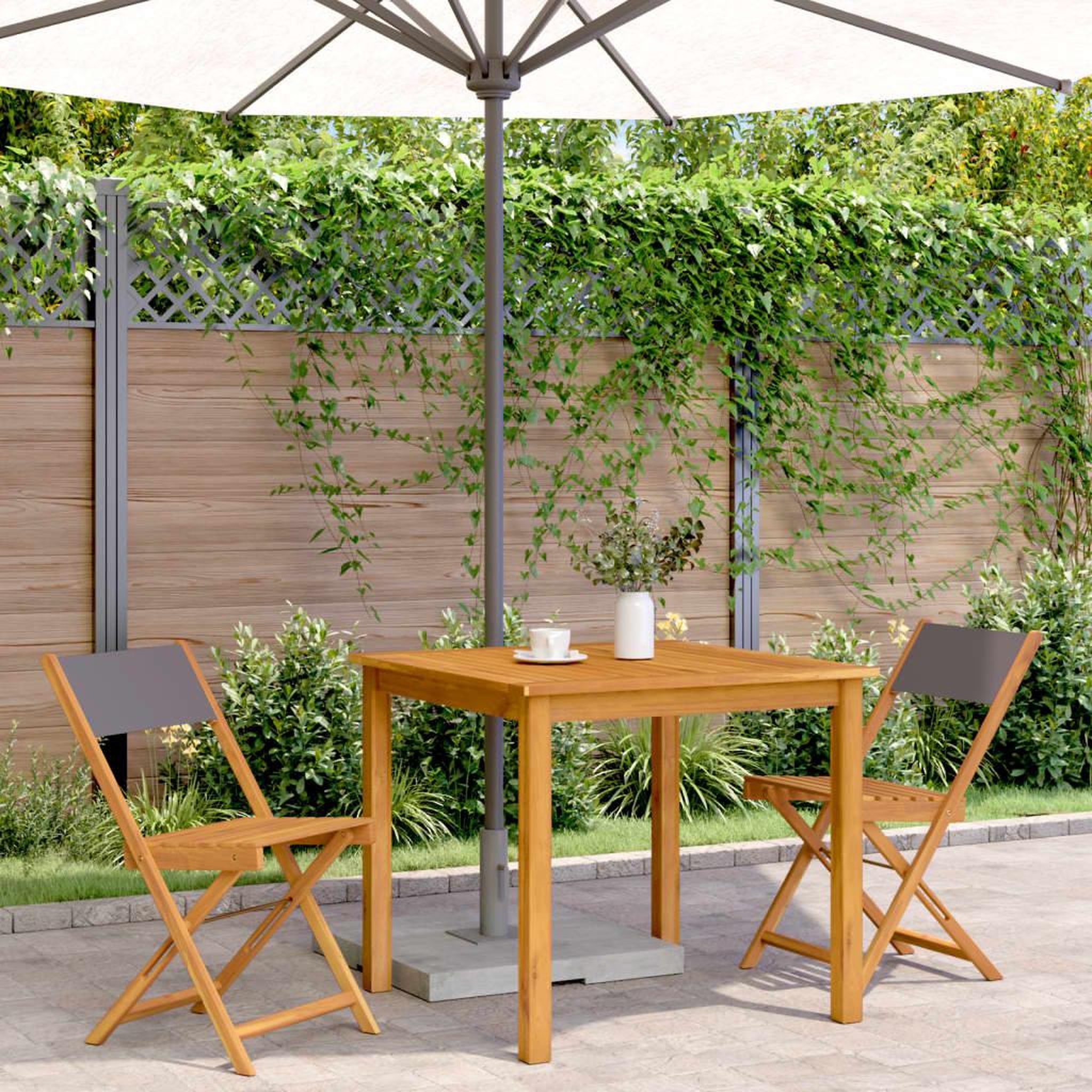 Voir la diapositive 3 : VIDAXL Chaises de bistrot lot de 2 anthracite bois acacia massif tissu