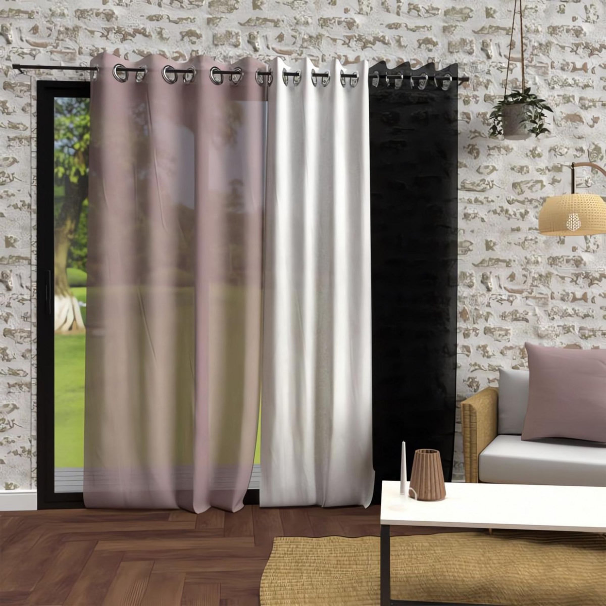 SOLEIL D'OCRE Voile à oeillets effet froissé 135x250 cm BOHEME, par Soleil d'Ocre