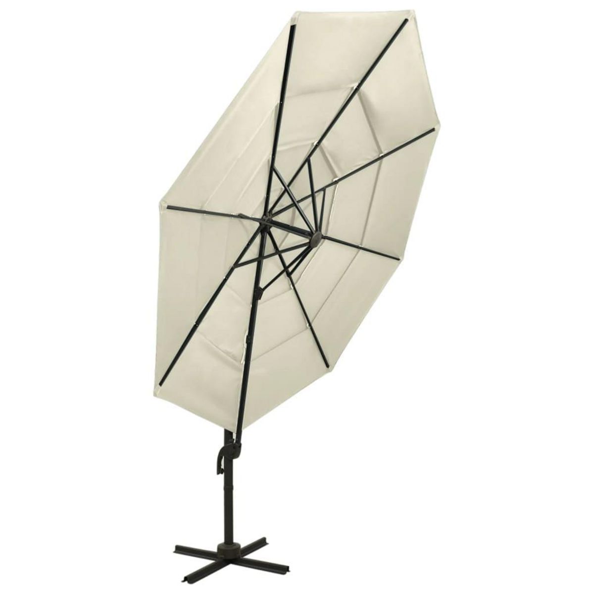 VIDAXL Parasol de jardin a 4 niveaux avec mat en aluminium sable