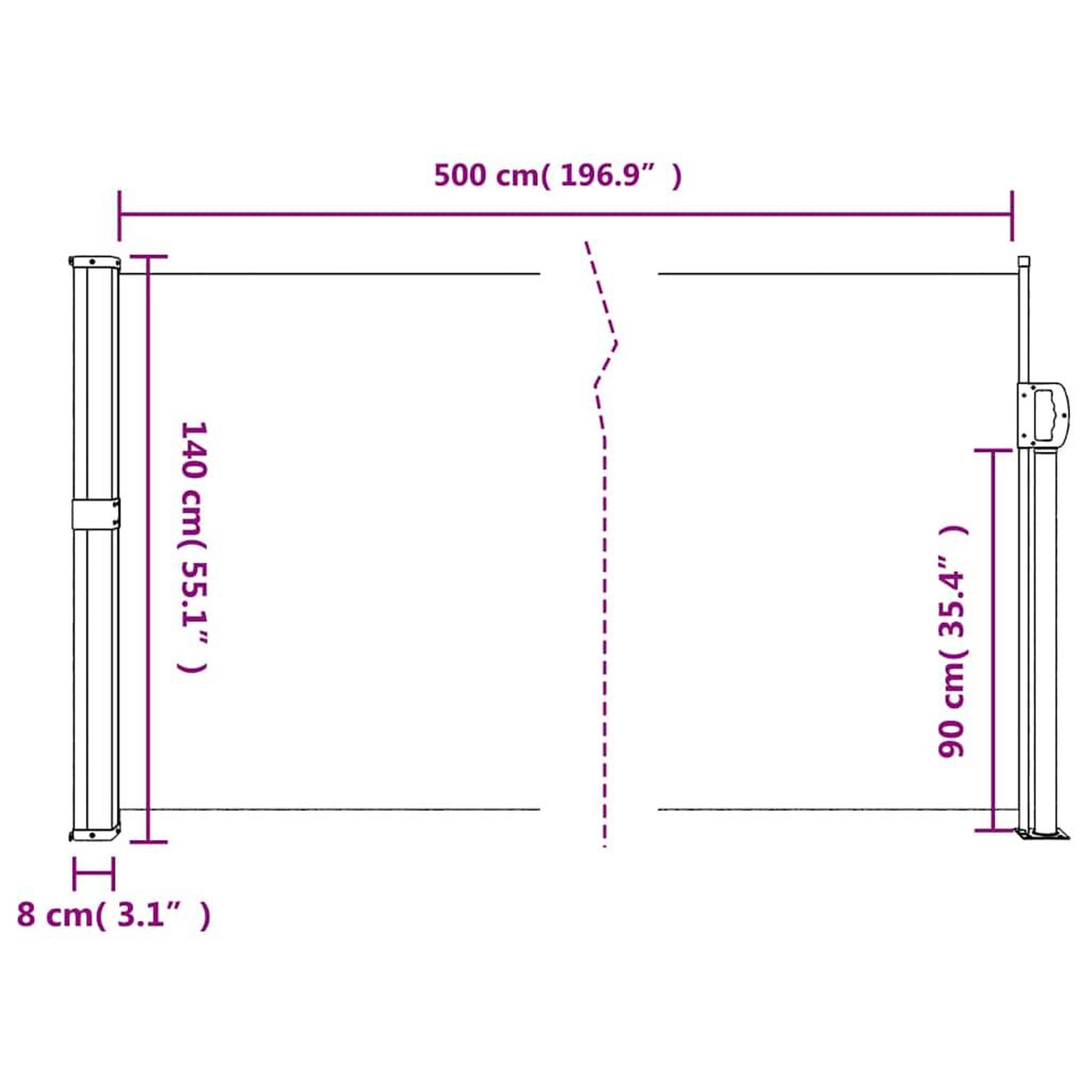 Voir la diapositive 6 : VIDAXL Auvent lateral retractable marron 140x500 cm