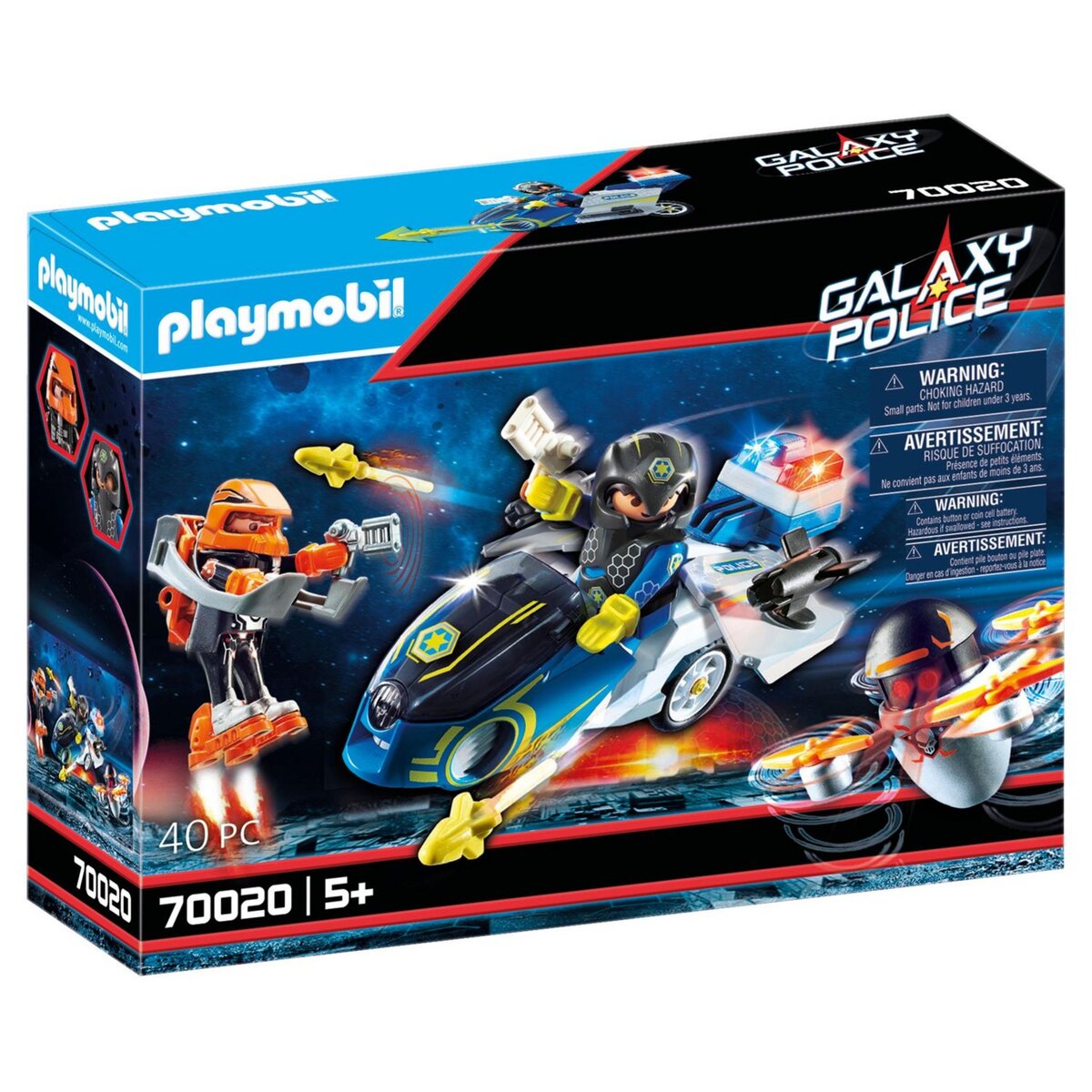 PLAYMOBIL 70020 - Galaxy Police - Moto et policier de l'espace 