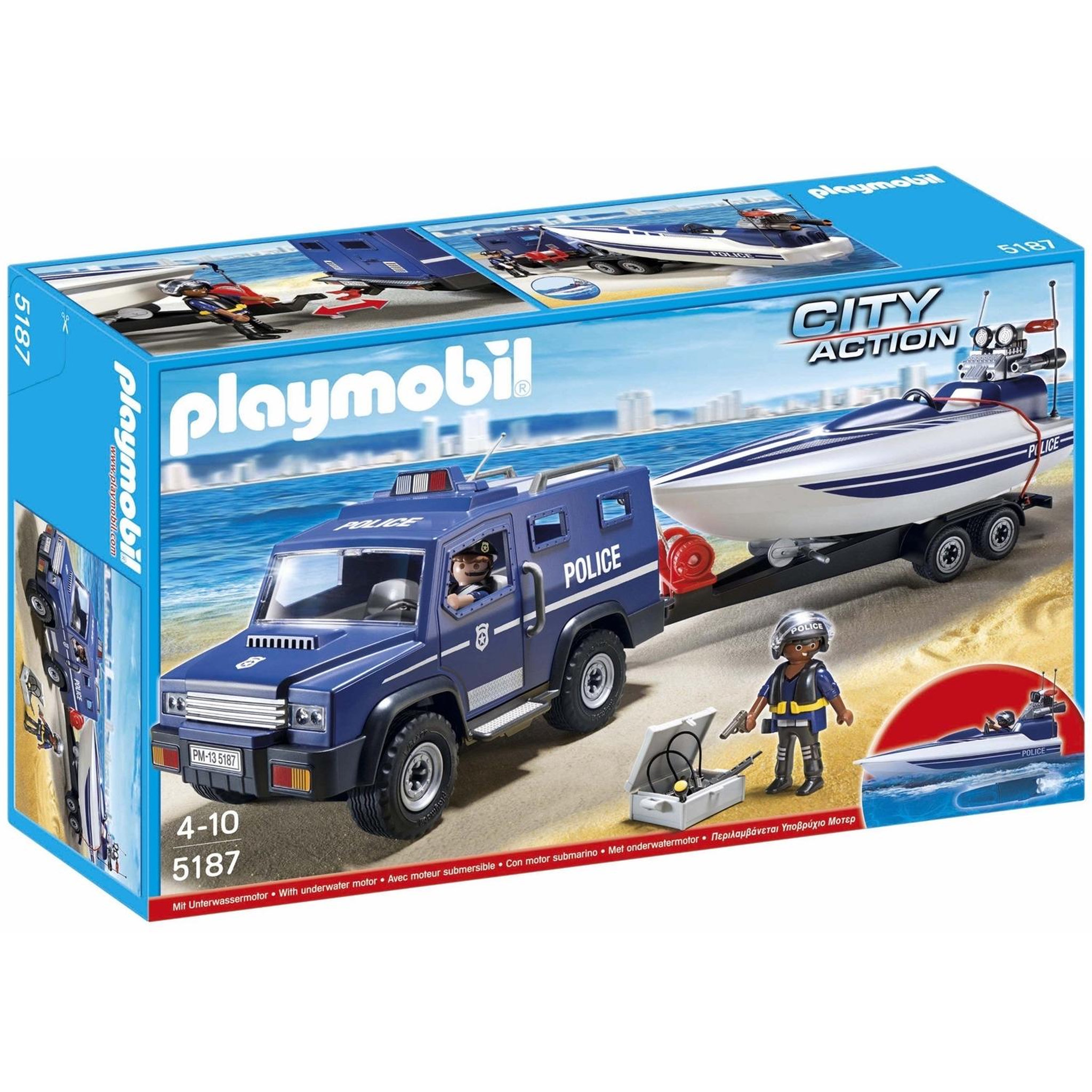 PLAYMOBIL Fourgon et vedette de police - Avec moteur submersible