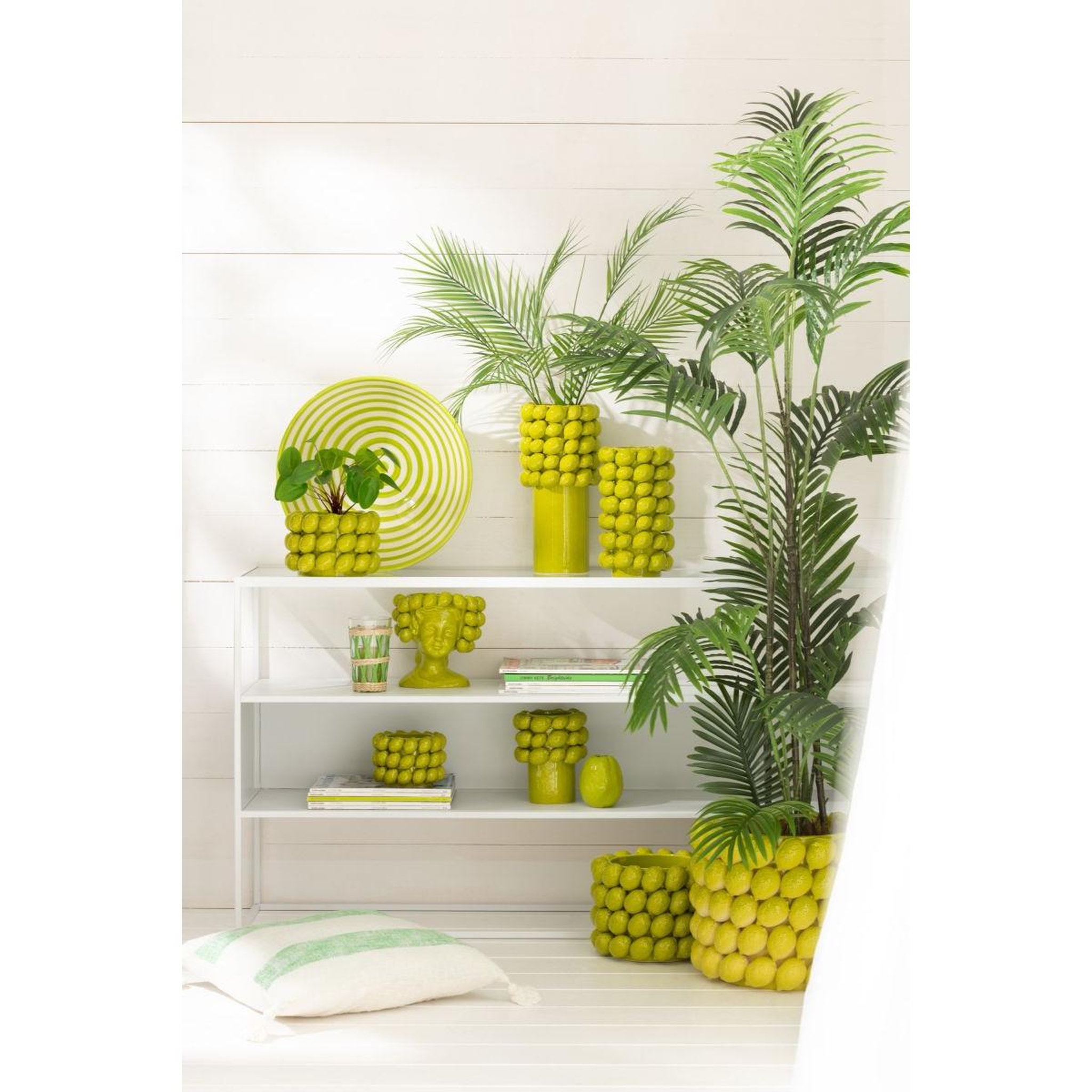 Voir la diapositive 5 : J-LINE Vase déco en céramique  citron  34cm vert