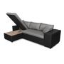 Voir la diapositive 5 : Canapé d'angle réversible convertible avec coffre + 2 poufs avec niche fixe à droite ANETTA