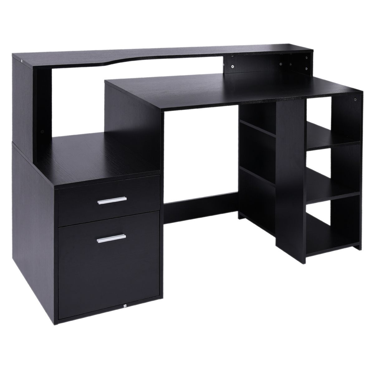 HOMCOM Bureau Informatique multimédia Design Multi-rangements 137 L x 55 l x 92 H cm noir