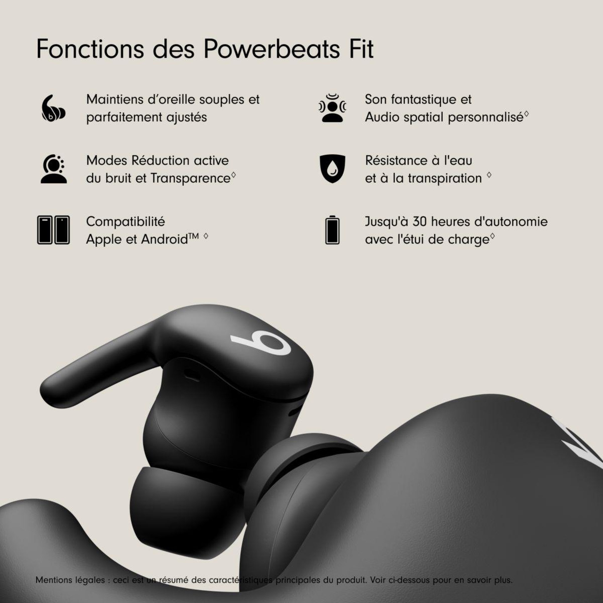 Voir la diapositive 2 : BEATS Ecouteurs sport powerbeats fit noir