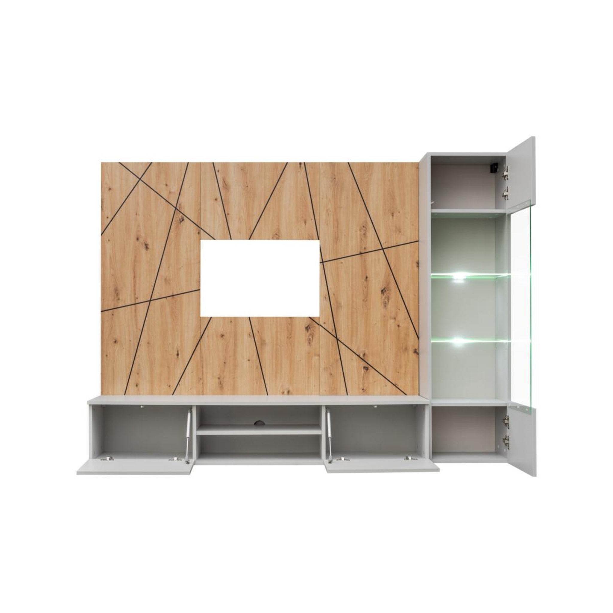 Voir la diapositive 3 : Paris Prix Ensemble meuble tv ligne  xari  200cm naturel & gris perle