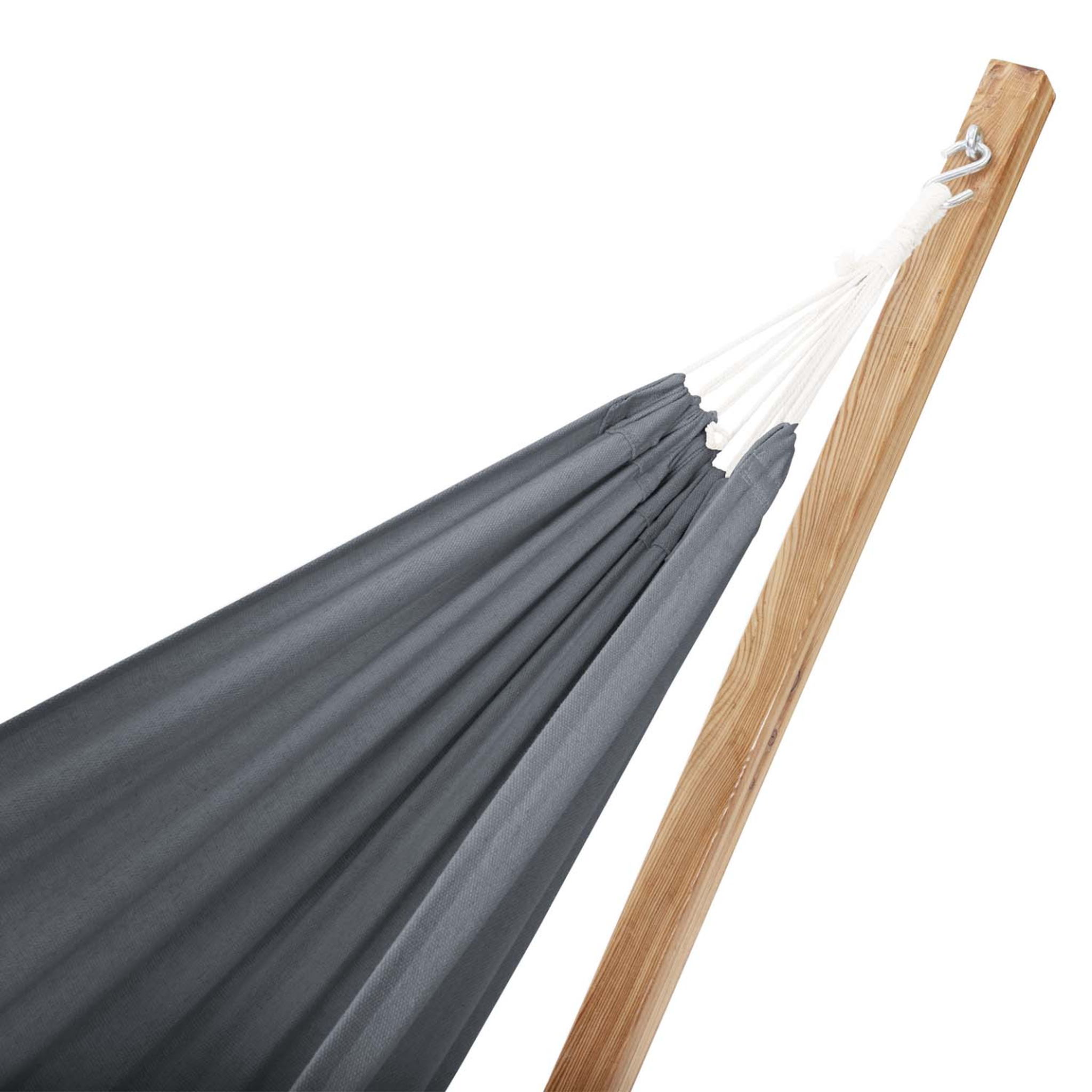 Voir la diapositive 4 : ID MARKET Hamac avec support bois et toile gris anthracite tahiti