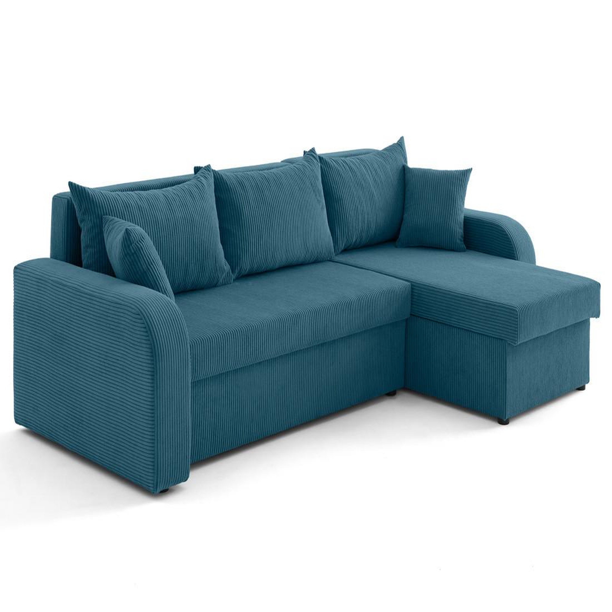 Voir la diapositive 4 : BEST MOBILIER Valos - canapé d'angle réversible - 4 places - convertible avec coffres - en velours côtelé