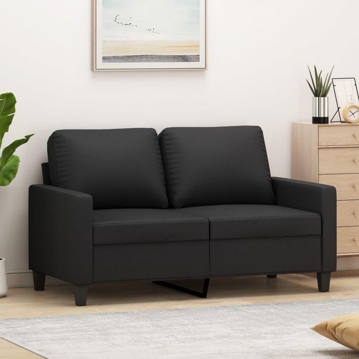 VIDAXL Canape a 2 places Noir 120 cm Similicuir