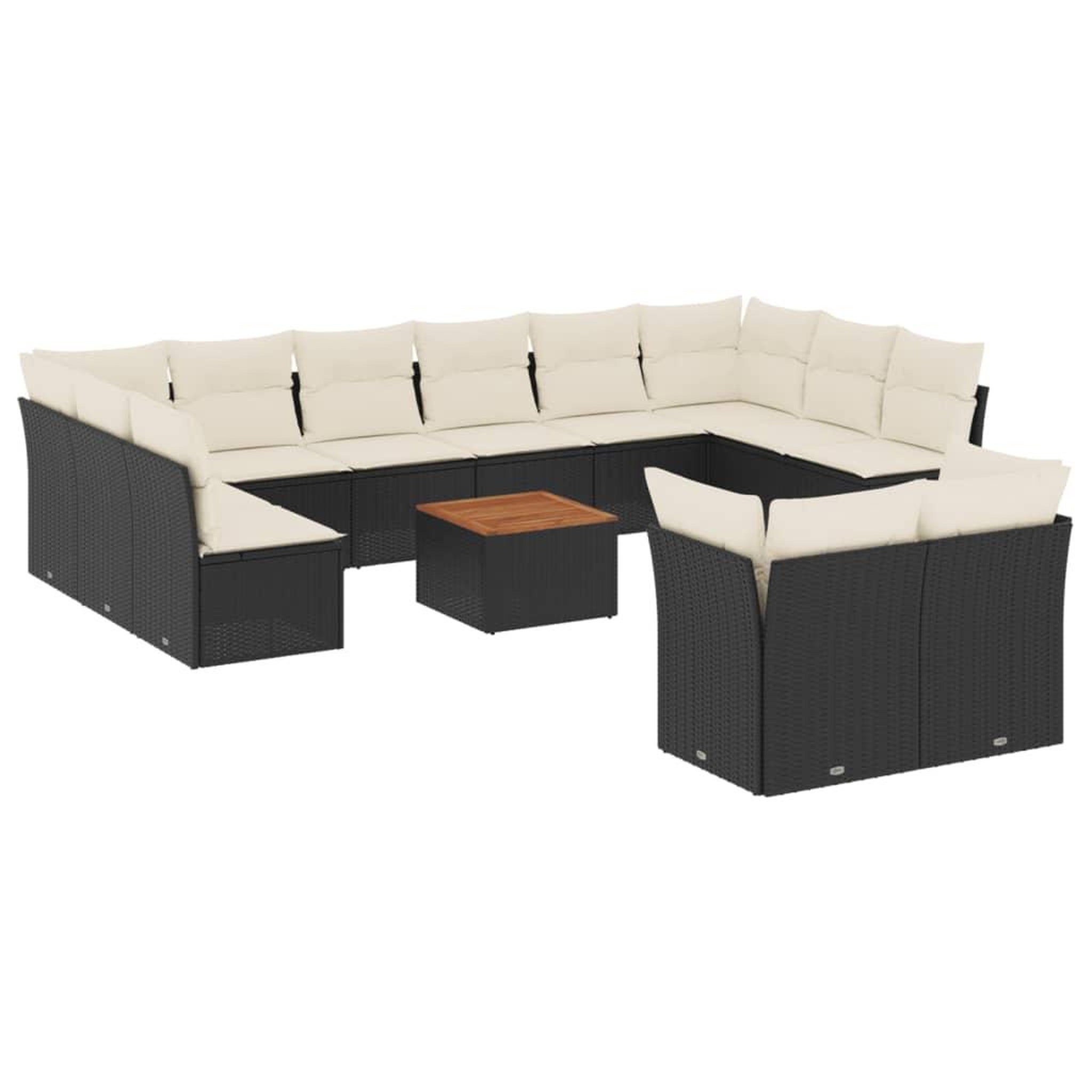 Voir la diapositive 2 : VIDAXL Salon de jardin avec coussins 13 pcs noir resine tressee