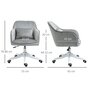 Voir la diapositive 3 : HOMCOM Chaise de bureau velours fauteuil bureau massant coussin lombaire intégré hauteur réglable pivotante 360° gris clair