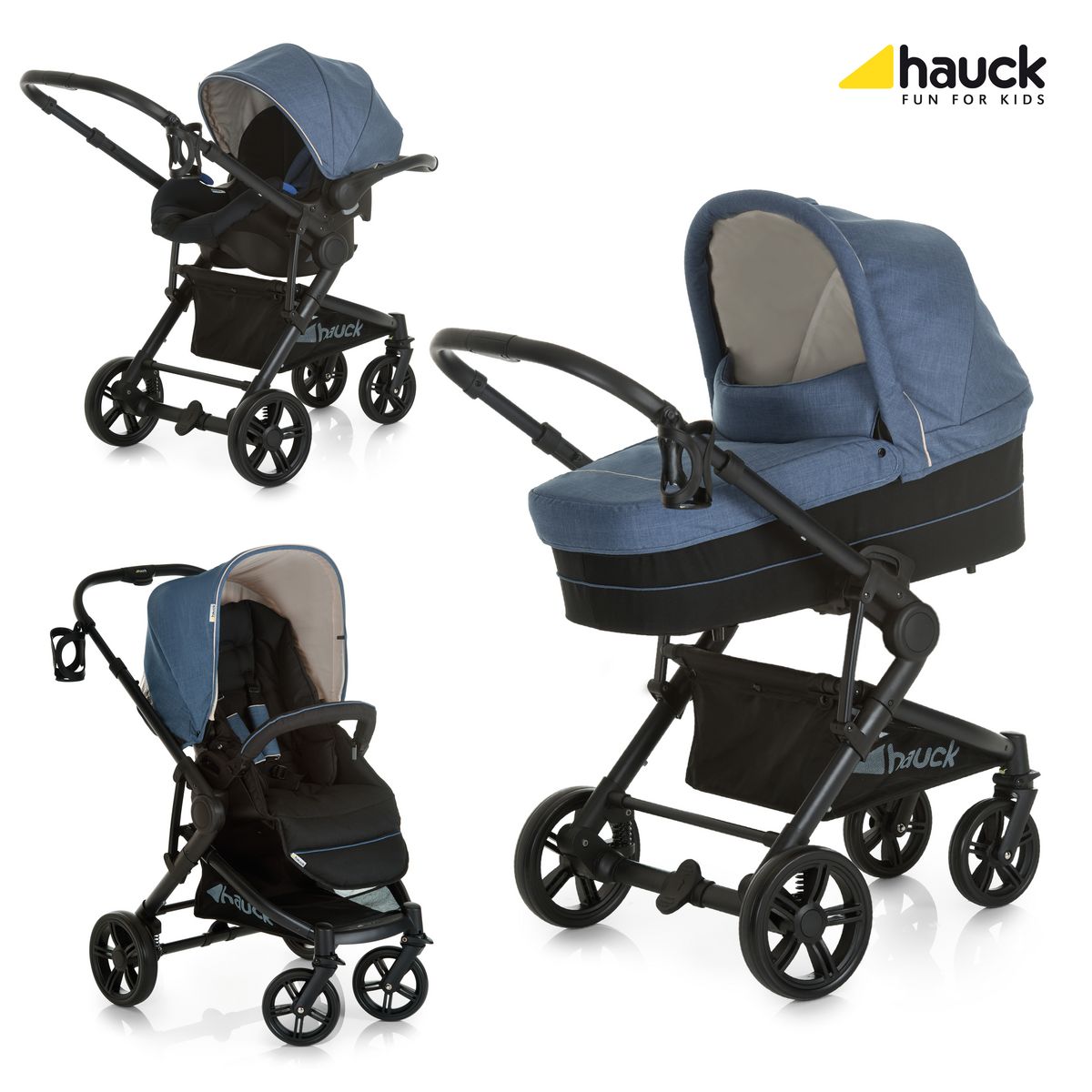 HAUCK Poussette combinée trio bleu jean Atlantic