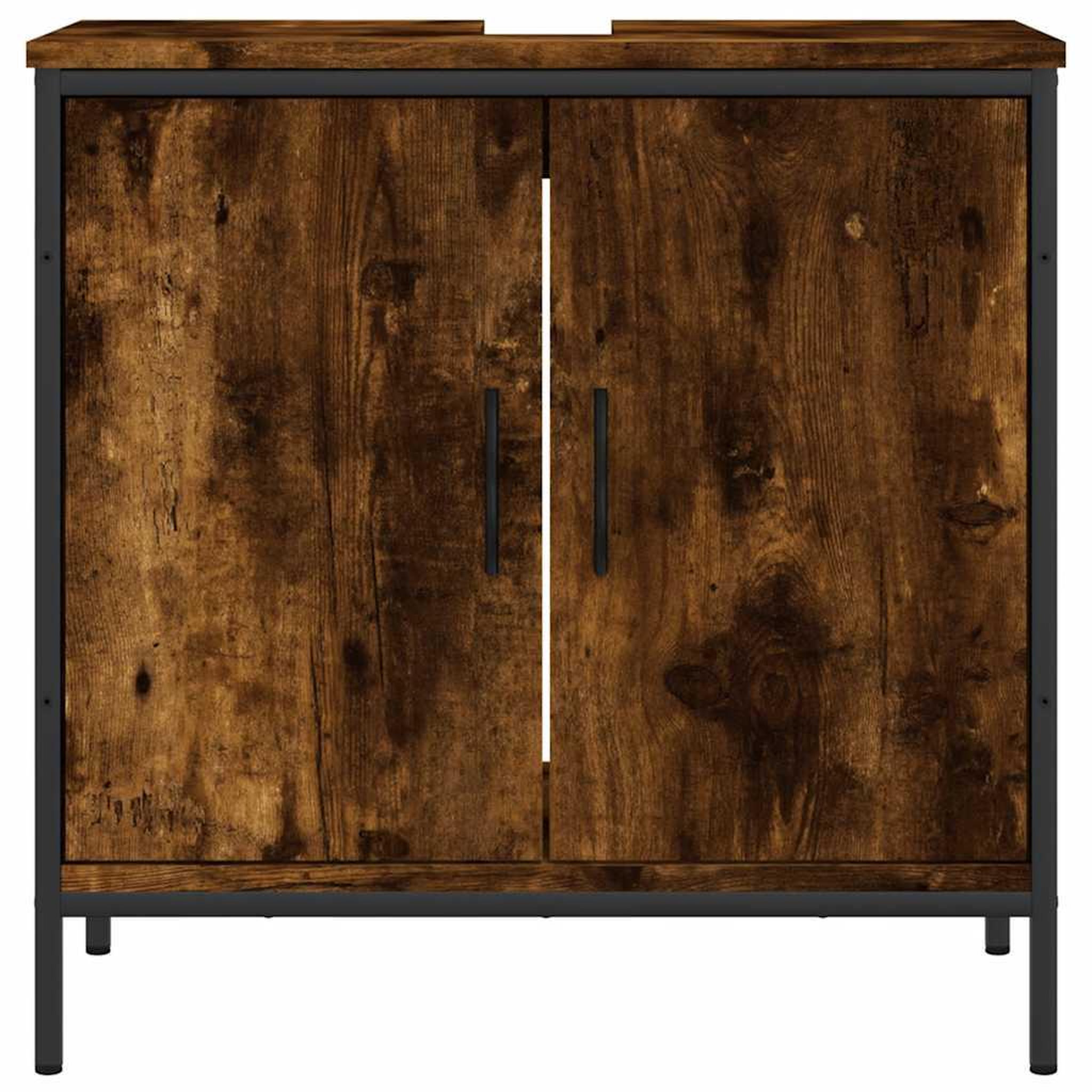Voir la diapositive 5 : VIDAXL Armoire lavabo de salle de bain chene fume 60x30x60 cm