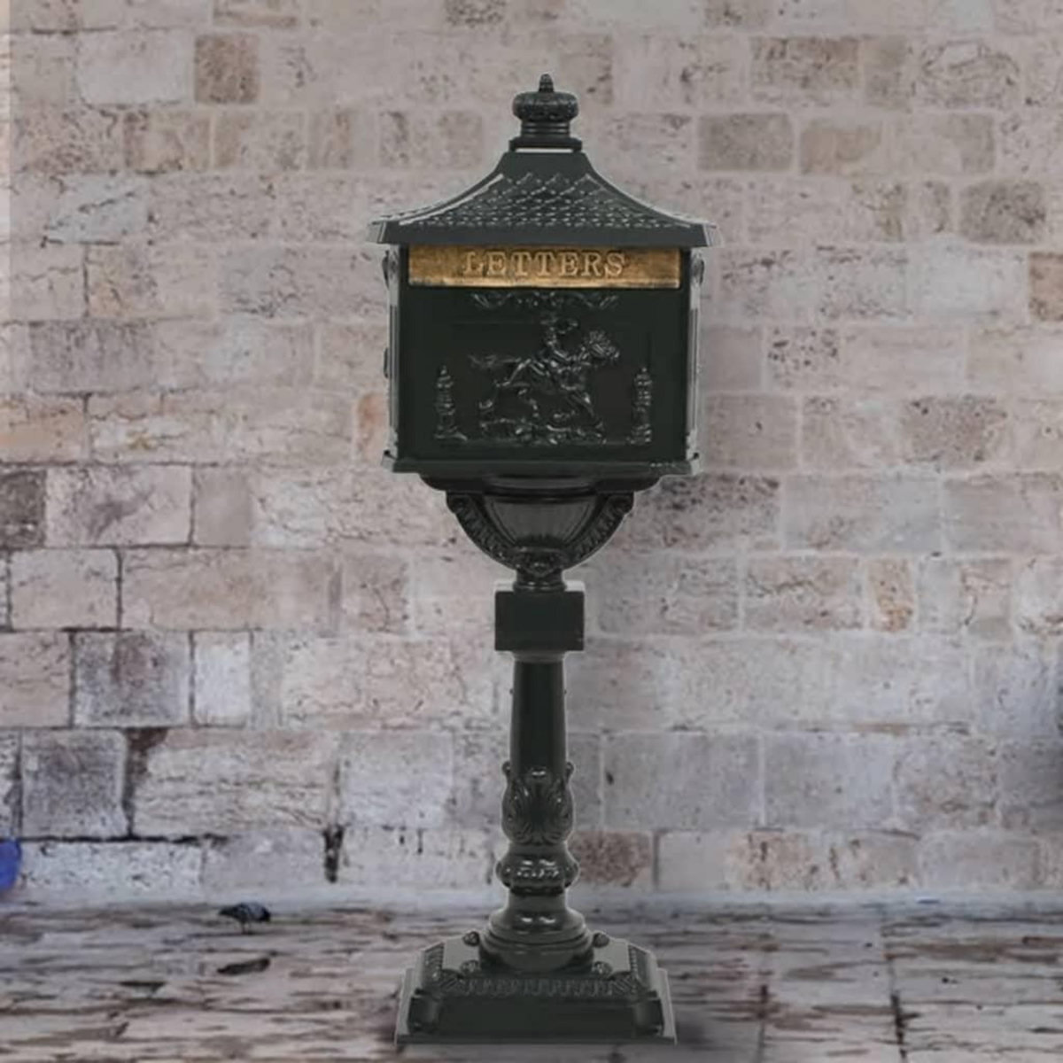 VIDAXL Boîte aux lettres sur pied Aluminium Vintage Antirouille Vert