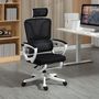 Voir la diapositive 2 : VINSETTO Fauteuil de bureau ergonomique inclinable réglable - repose-pied rétractable, support lombaires, tétière ajustable - blanc noir