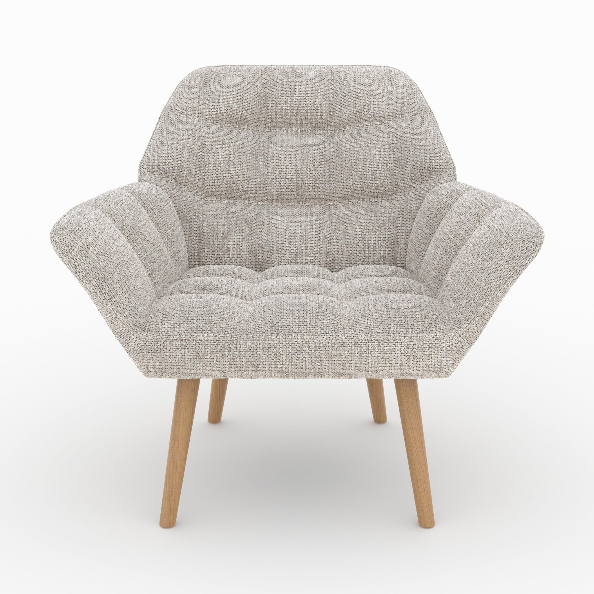 Voir la diapositive 6 : MAISON PAVANE Fauteuil en tissu gris clair et pieds en bois-Simba