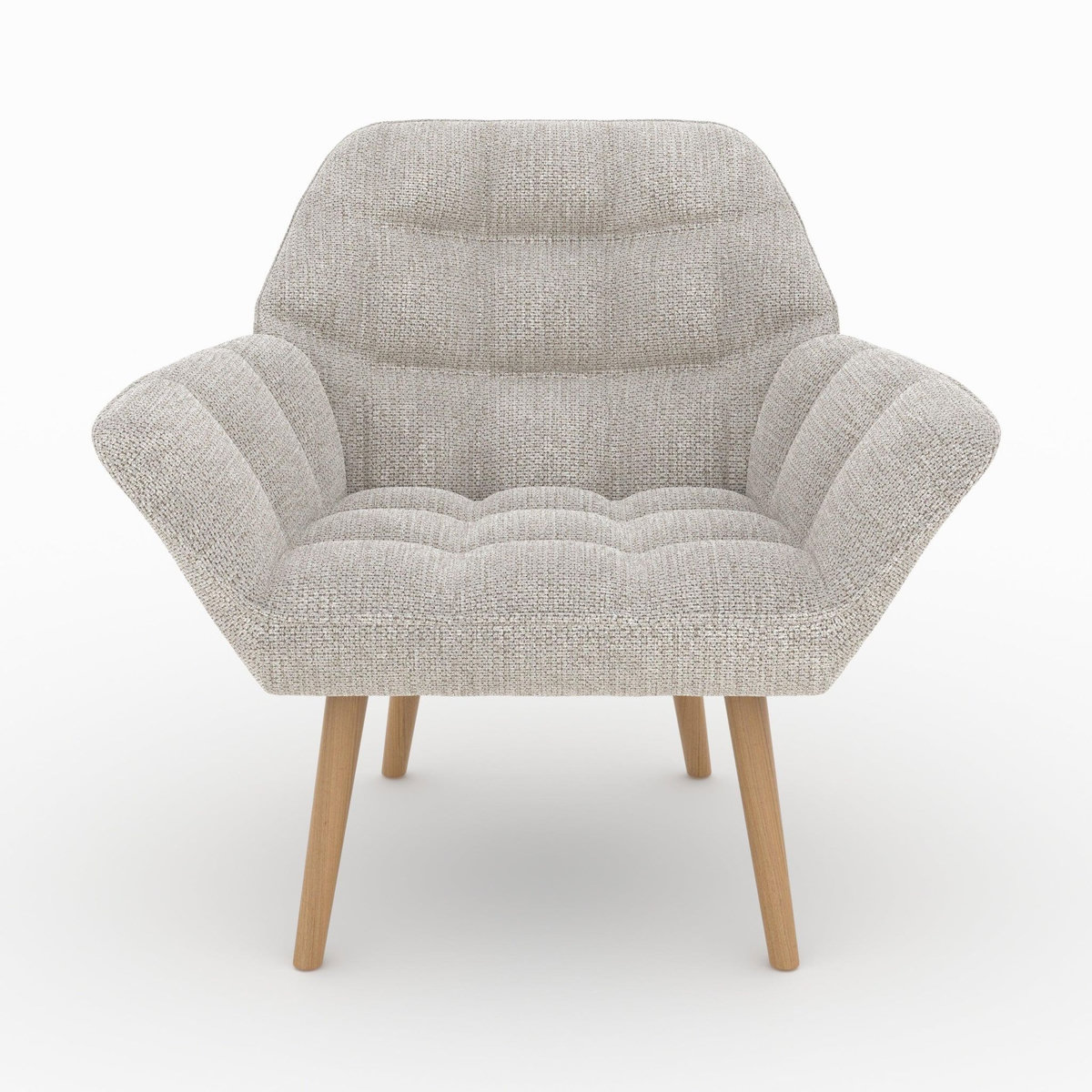 Rendez vous déco Fauteuil en tissu gris clair et pieds en bois-Simba