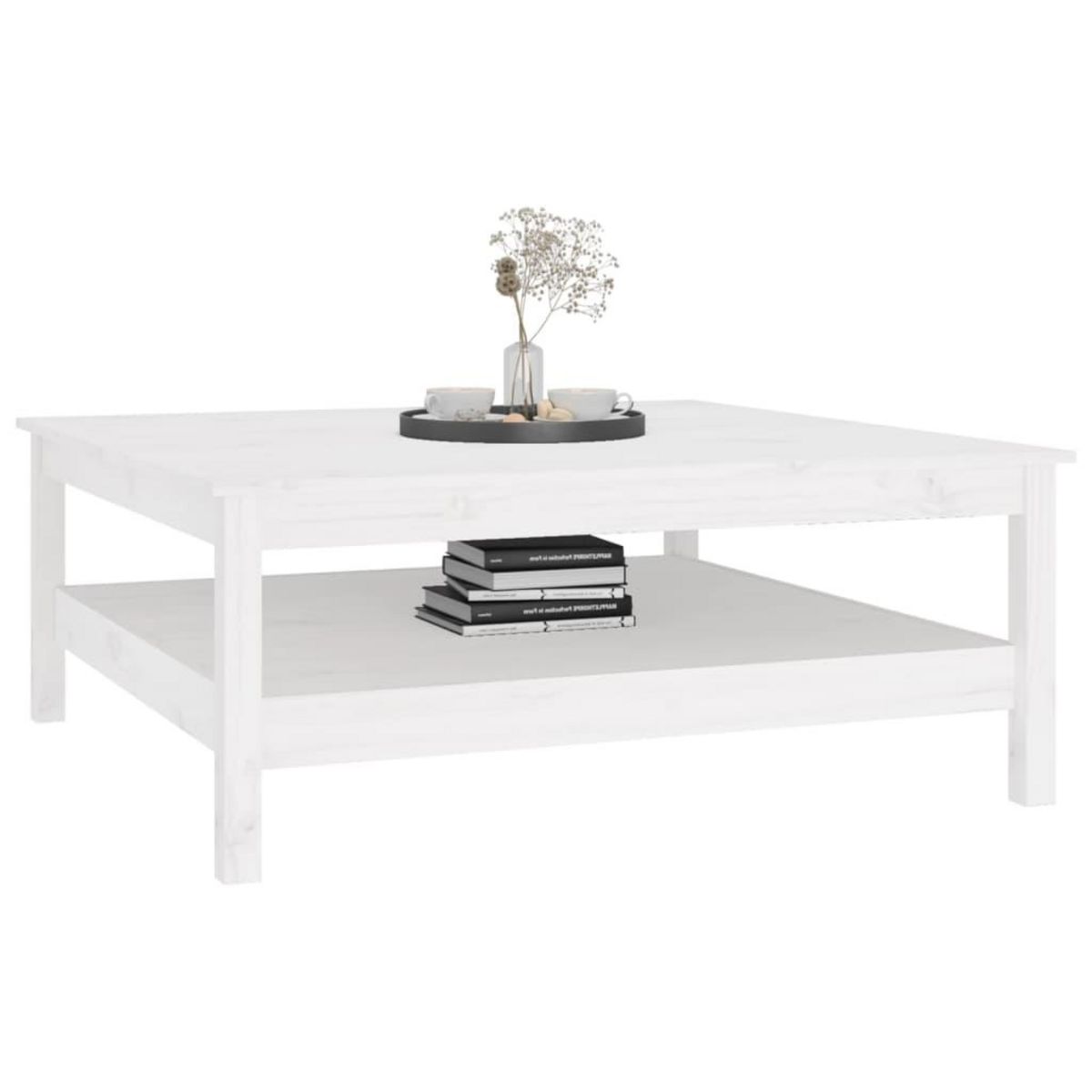 VIDAXL Table basse Blanc 100x100x40 cm Bois massif de pin