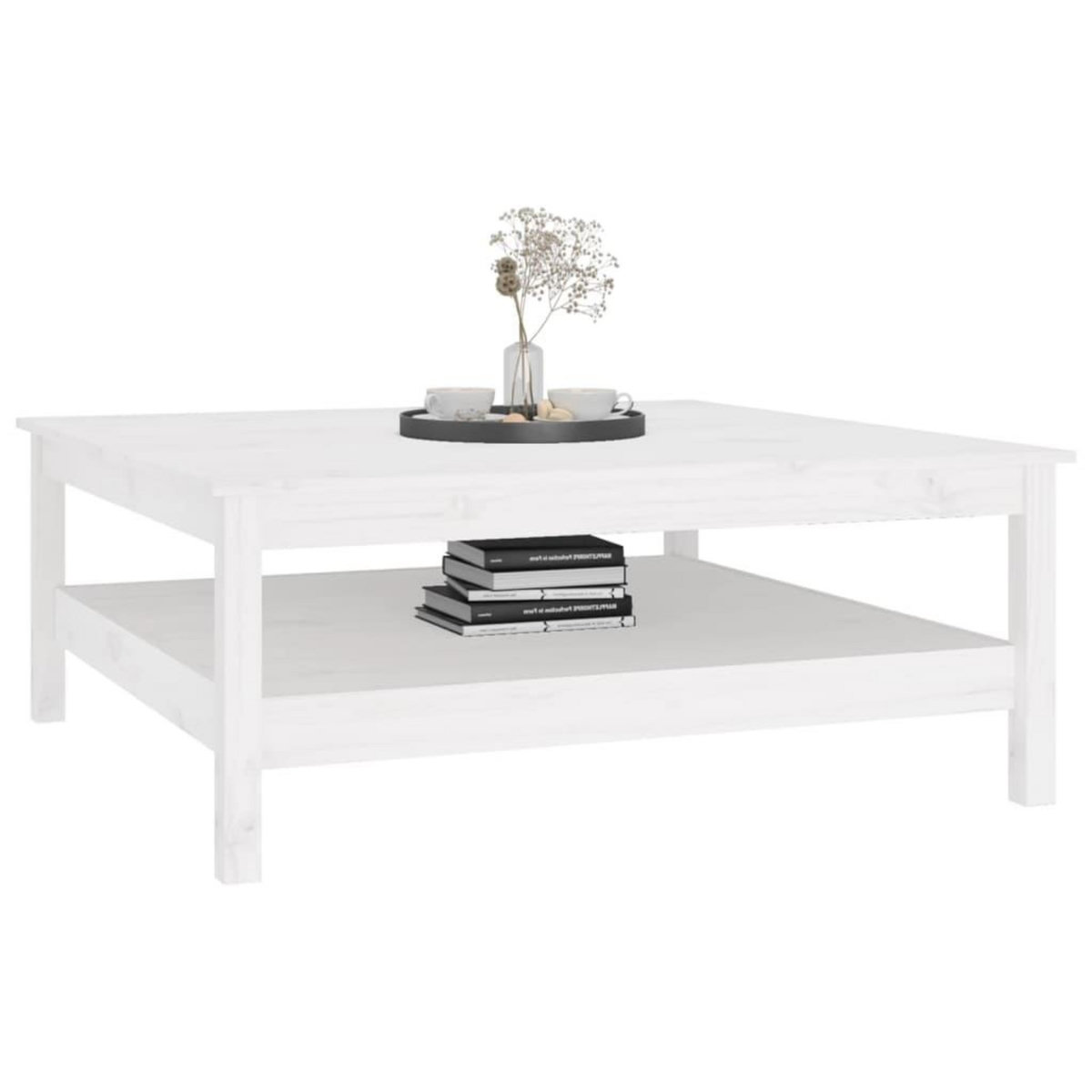 VIDAXL Table basse Blanc 100x100x40 cm Bois massif de pin