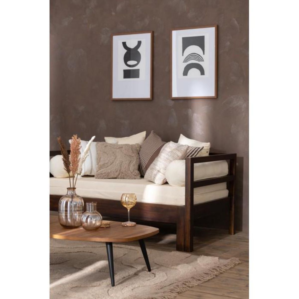 Paris Prix Coussin Tufté Courbes  Jaisalmer  45x45cm Beige