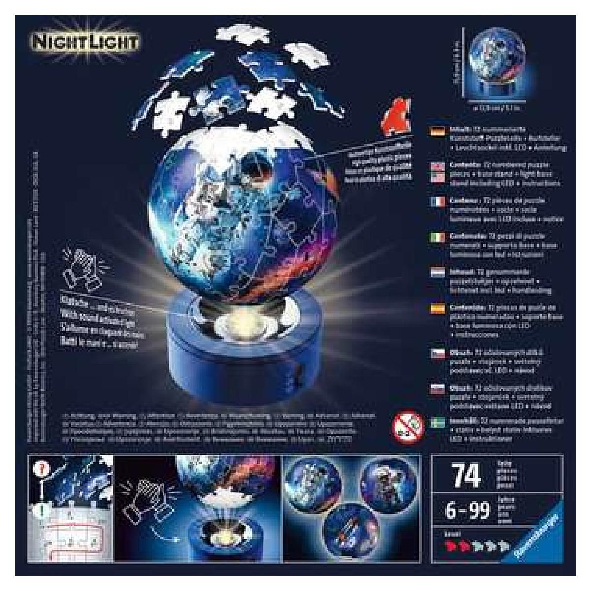 RAVENSBURGER Puzzle 3D Ball 72 p illumine - Les astronautes