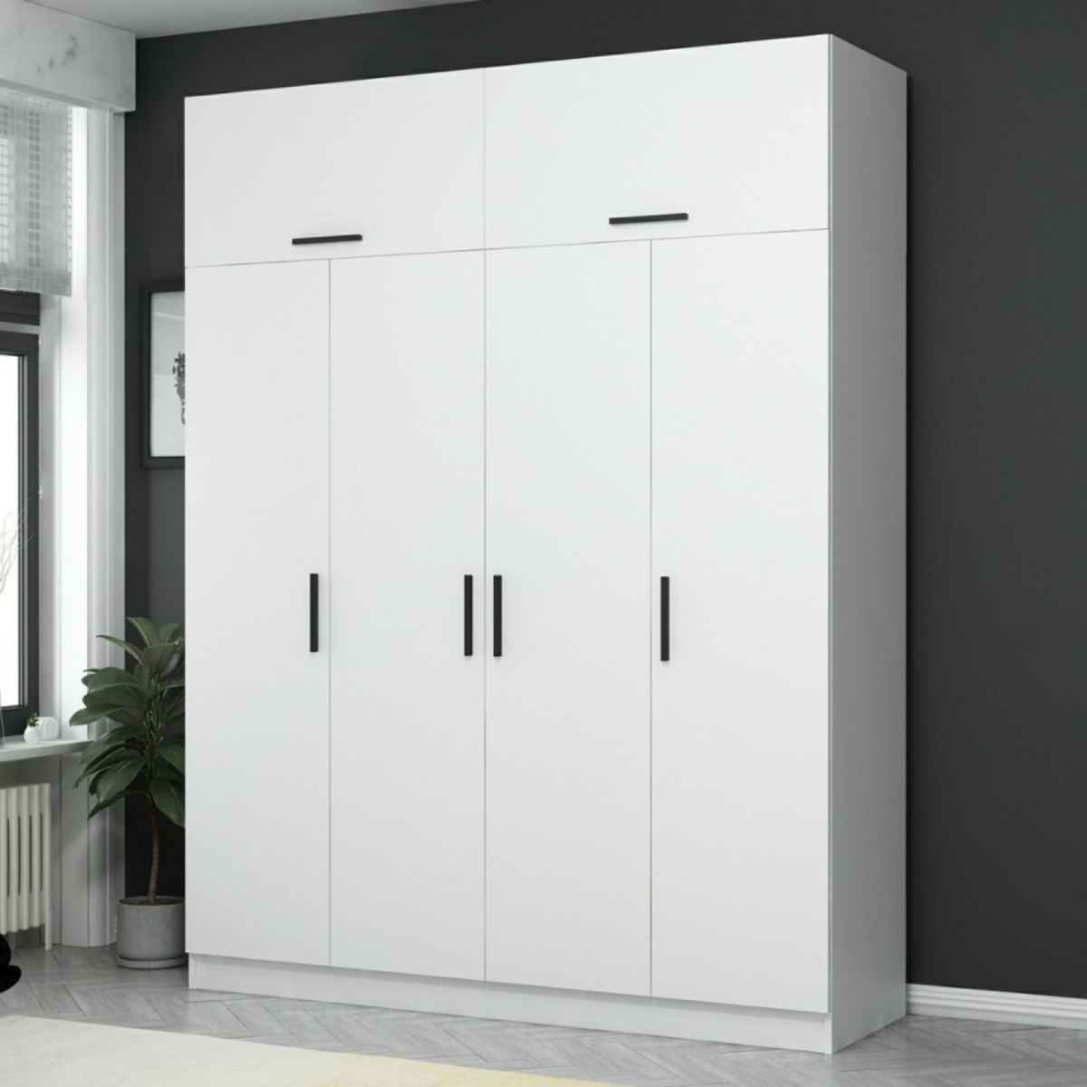 CONCEPT USINE Dressing avec étagères et penderie 15 espaces de stockage blanc FOCH