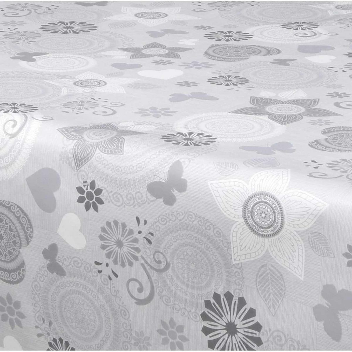 HABITABLE Nappe en toile cirée rectangulaire Paco - 140 x 250 cm - Gris
