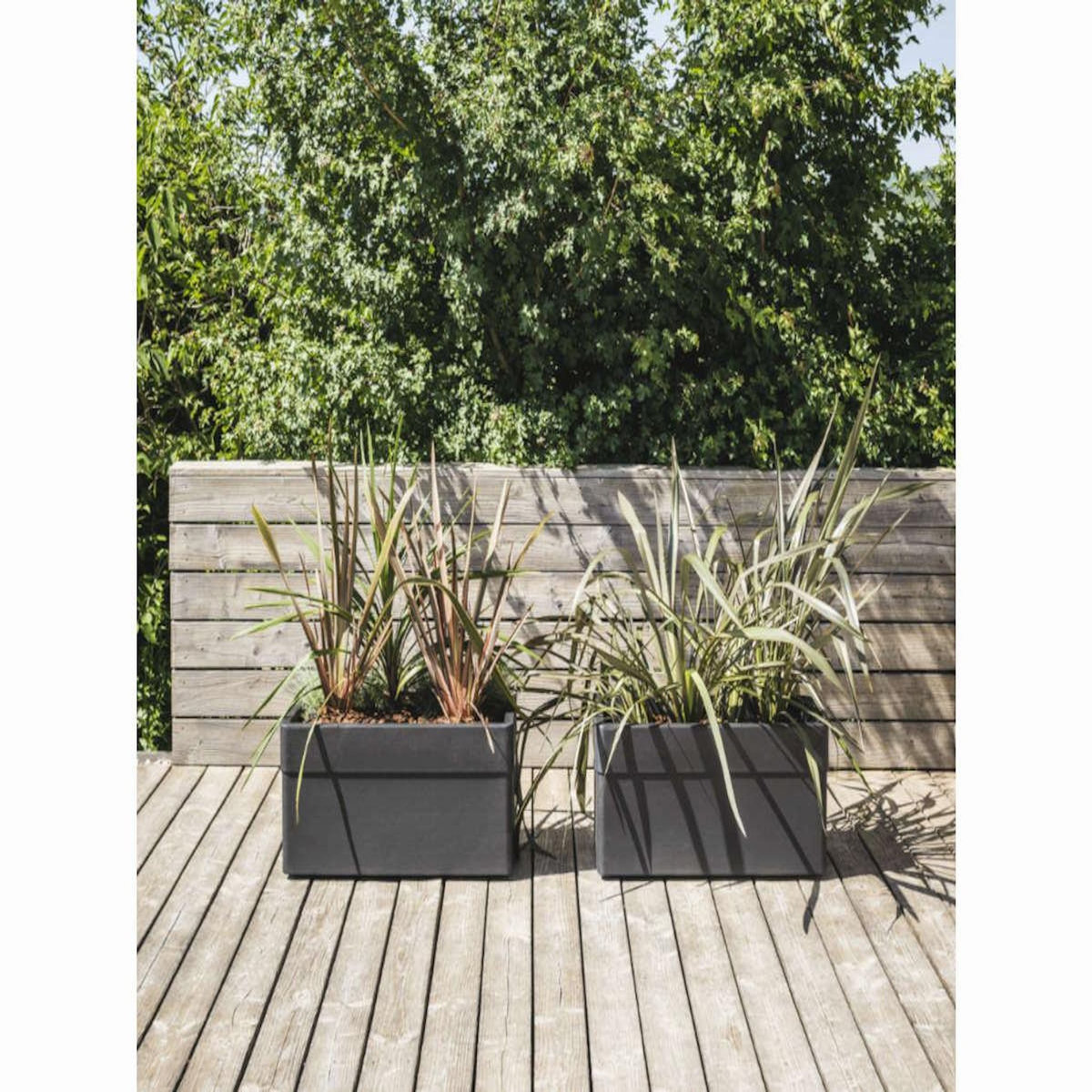 Eda Jardinière rectangulaire Carel gris anthracite 78 x 39 x 39 cm - 63 L - Eda